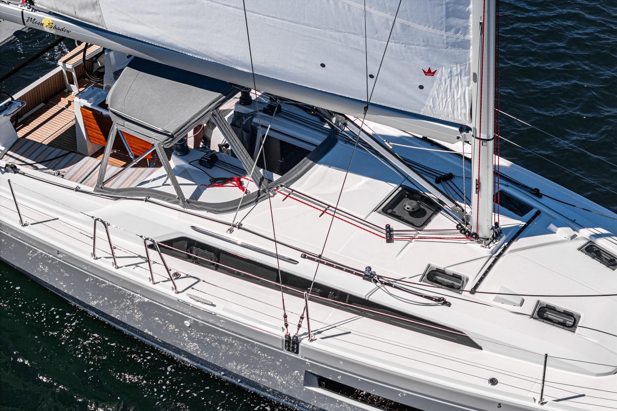 2025 Beneteau Oceanis 37.1 sailboat on water, showcasing sleek design and modern features.