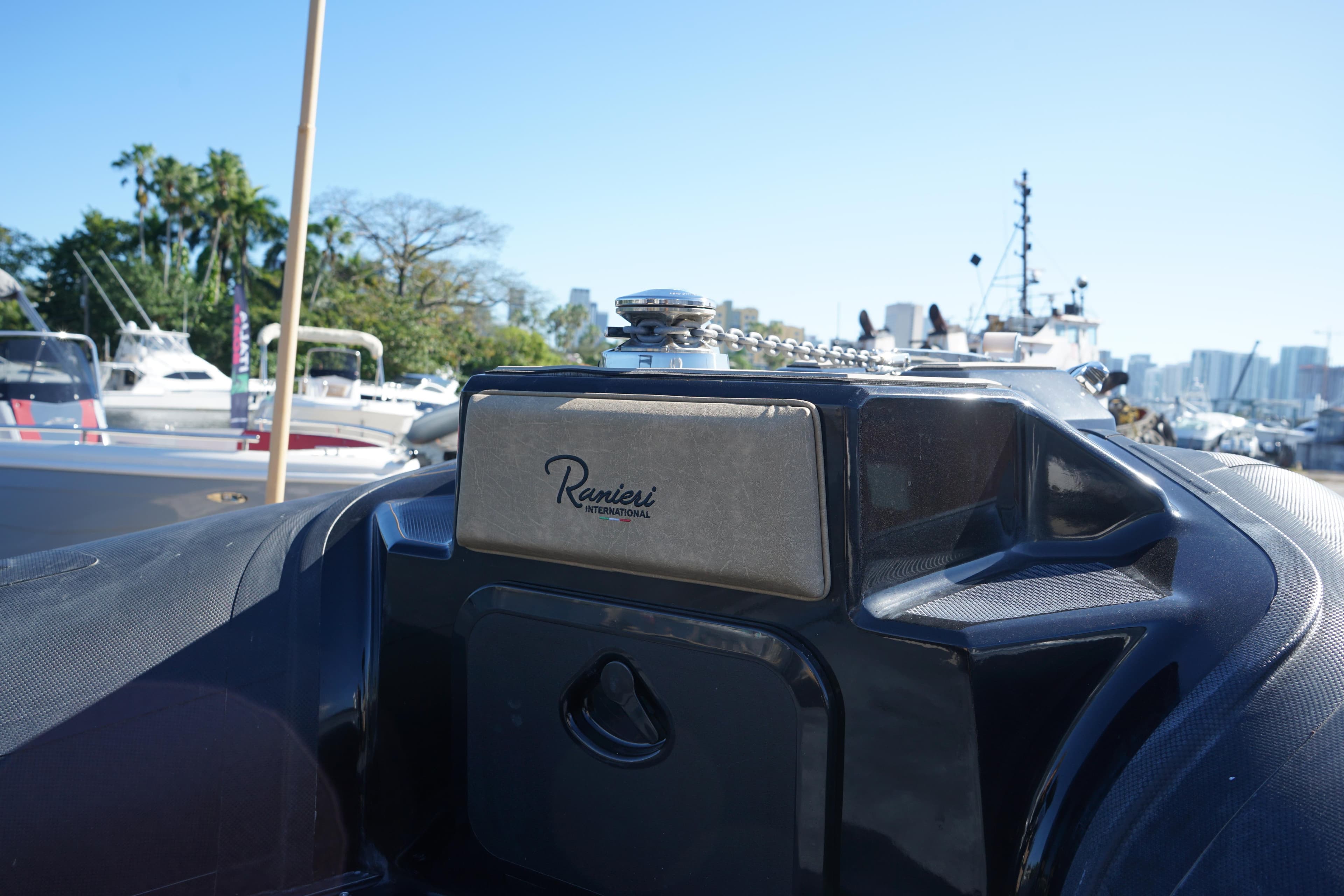 2023 Ranieri CAYMAN 26 SPORT TOURING boat at marina, close-up of the console.