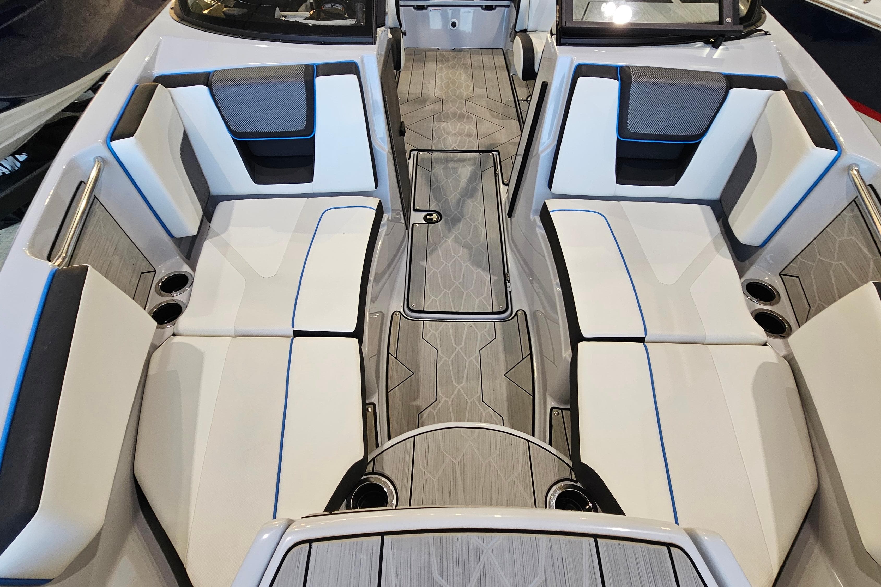 2023 Yamaha Boats 222XD interior with sleek seating and modern design.
