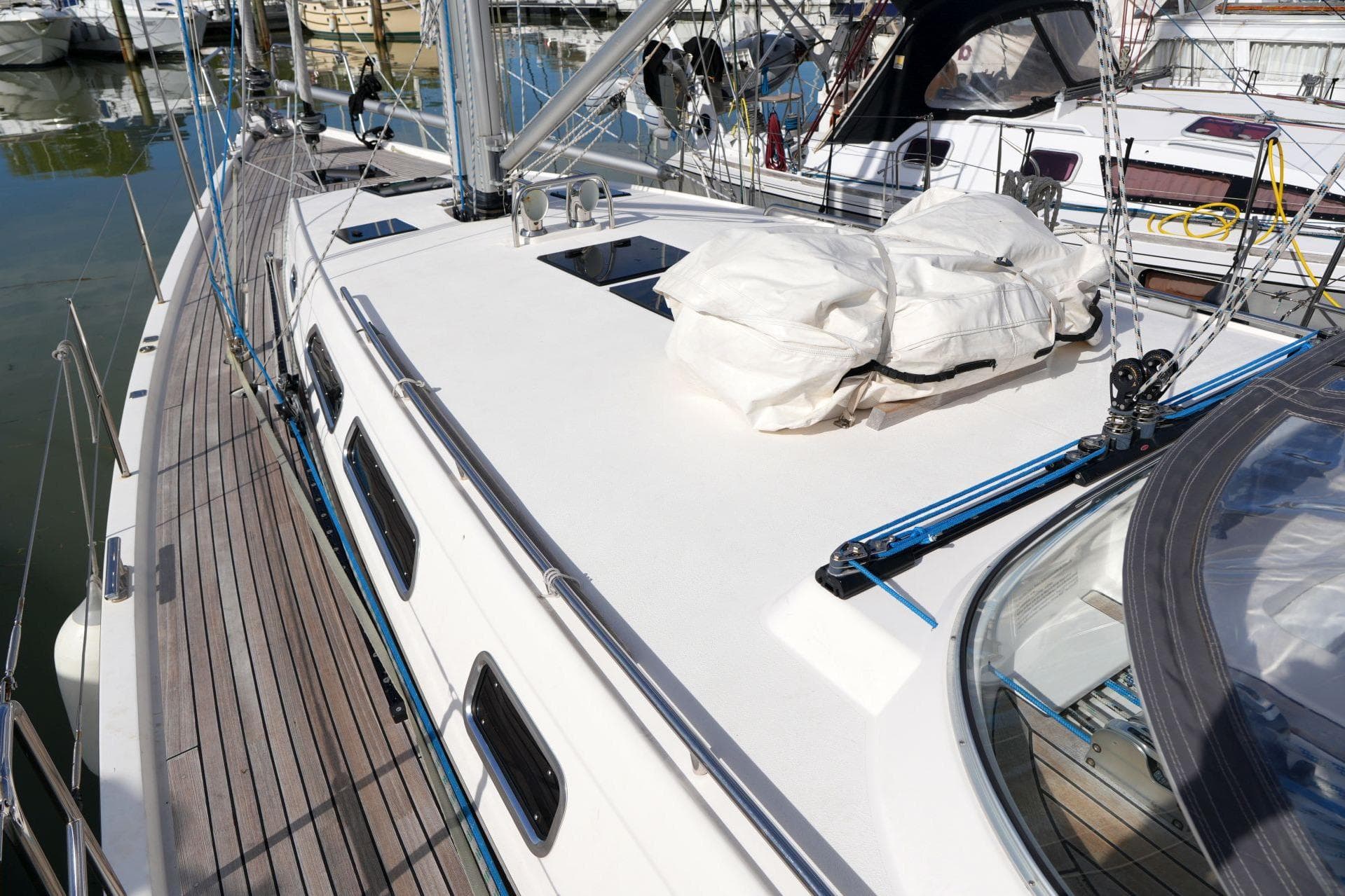 2016 X-Yachts XC-45 MK II sailboat deck with rigging and equipment.