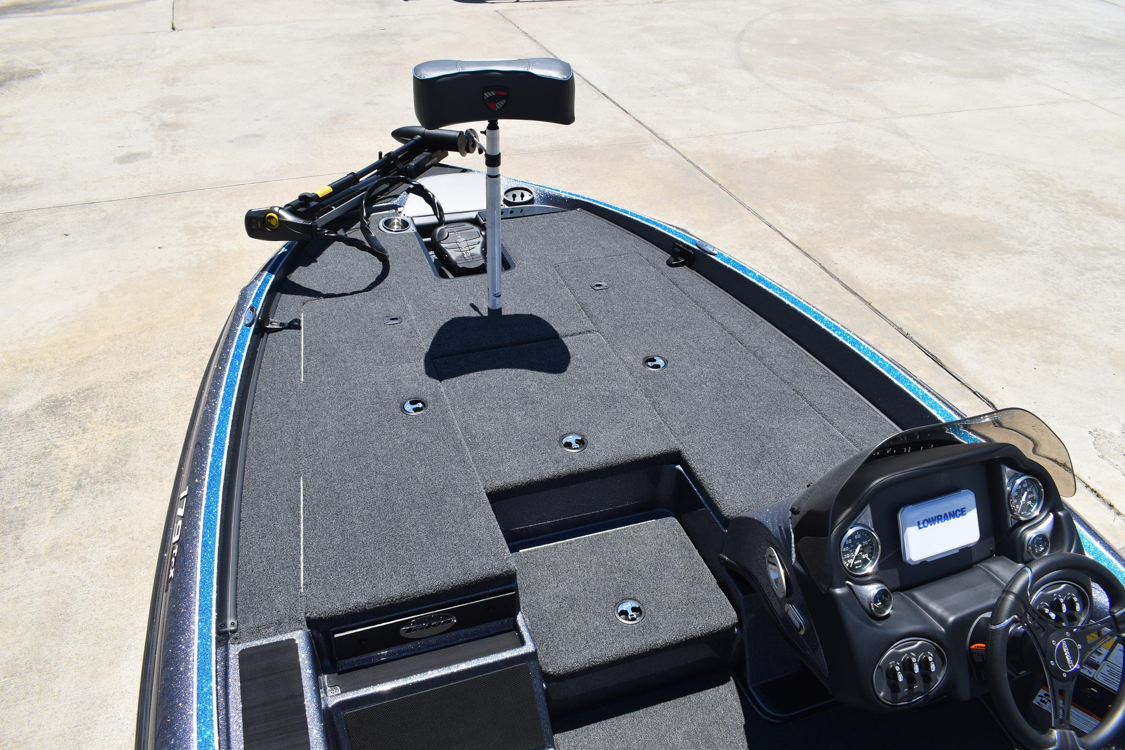 2026 Triton 179 TrX boat interior with advanced dashboard and spacious deck.