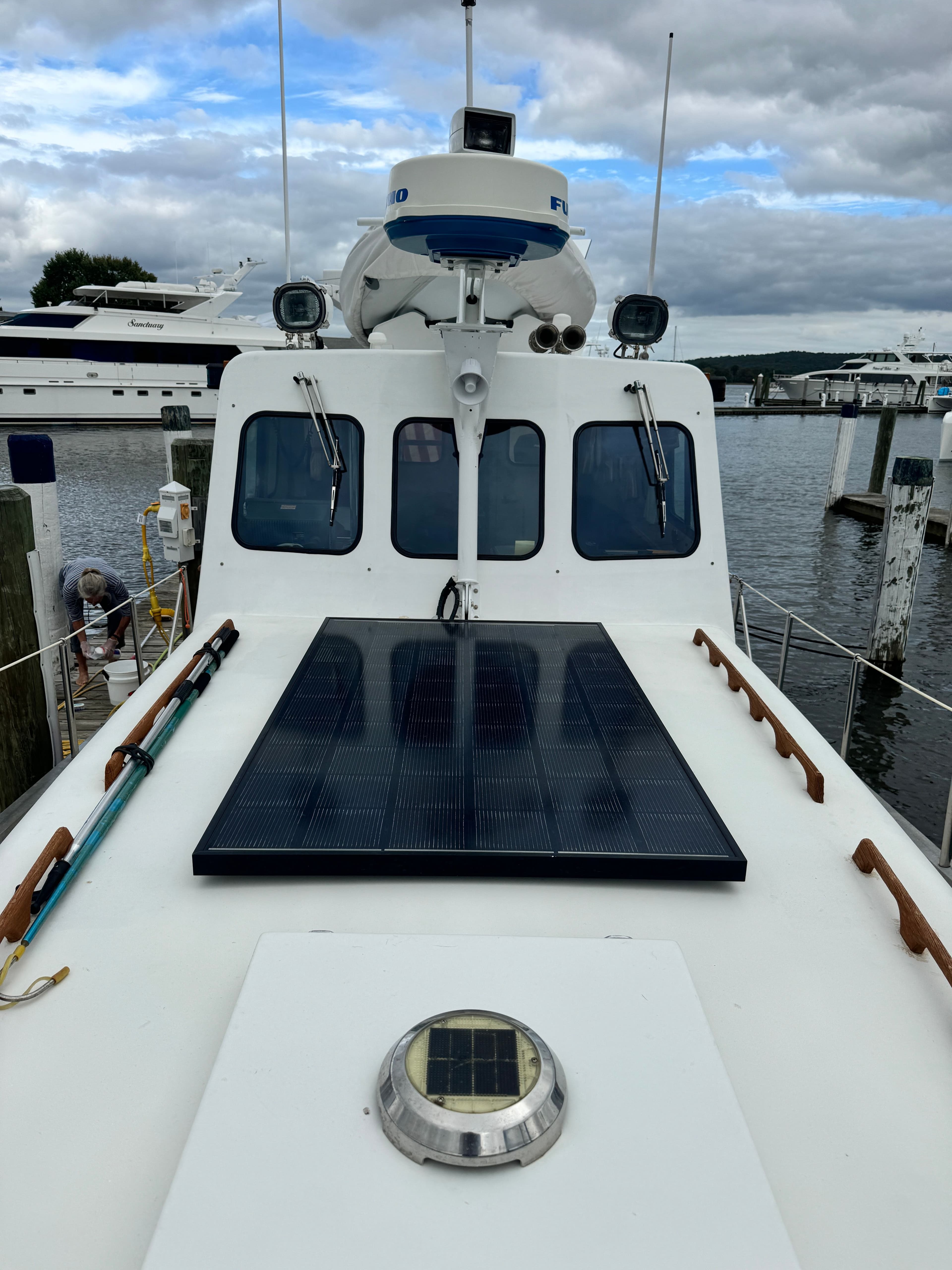 Foredeck Looking Aft and Solar Panel