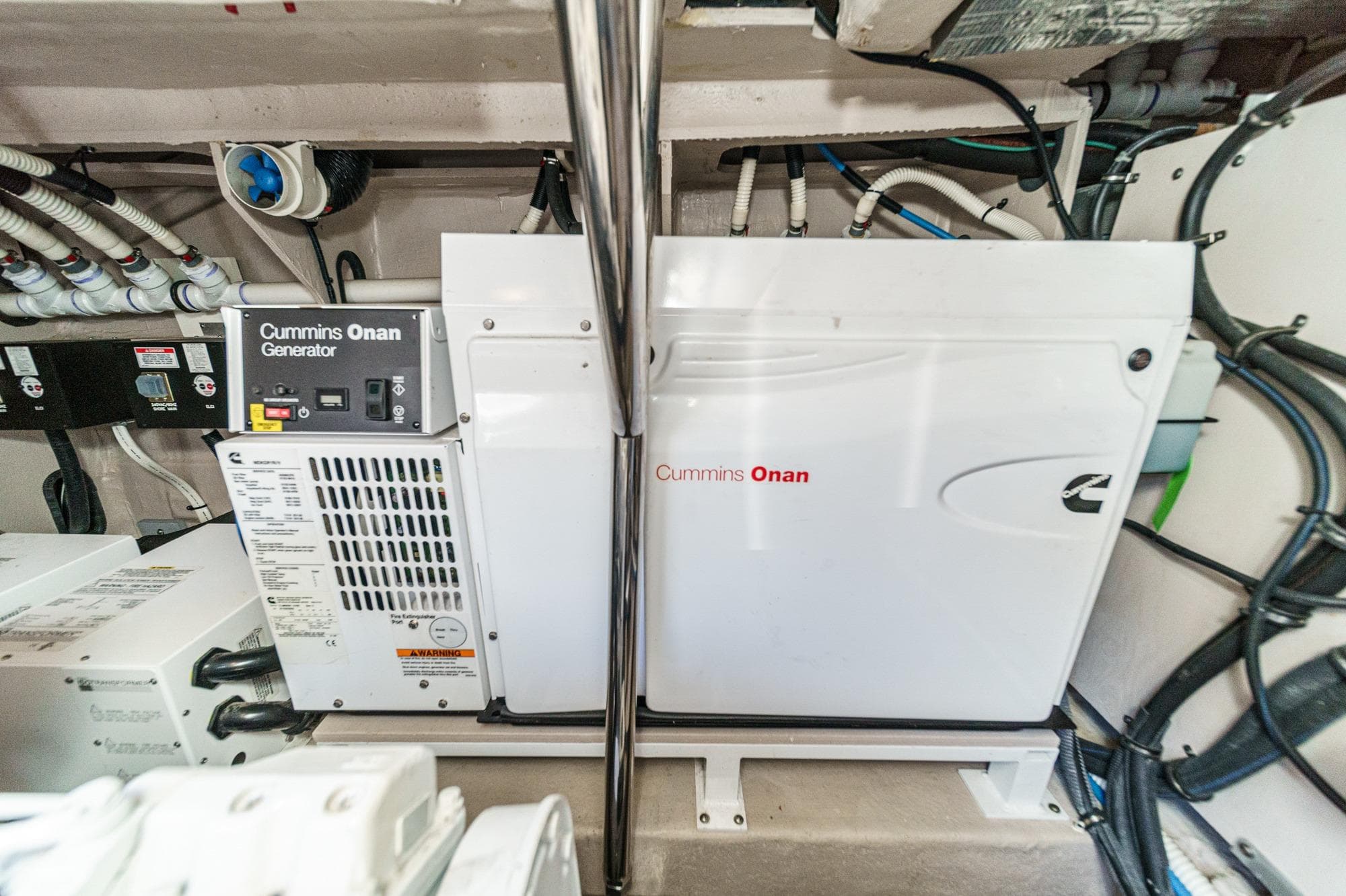 Cummins Onan generator in 2018 Sea Ray Fly 510 yacht engine room.