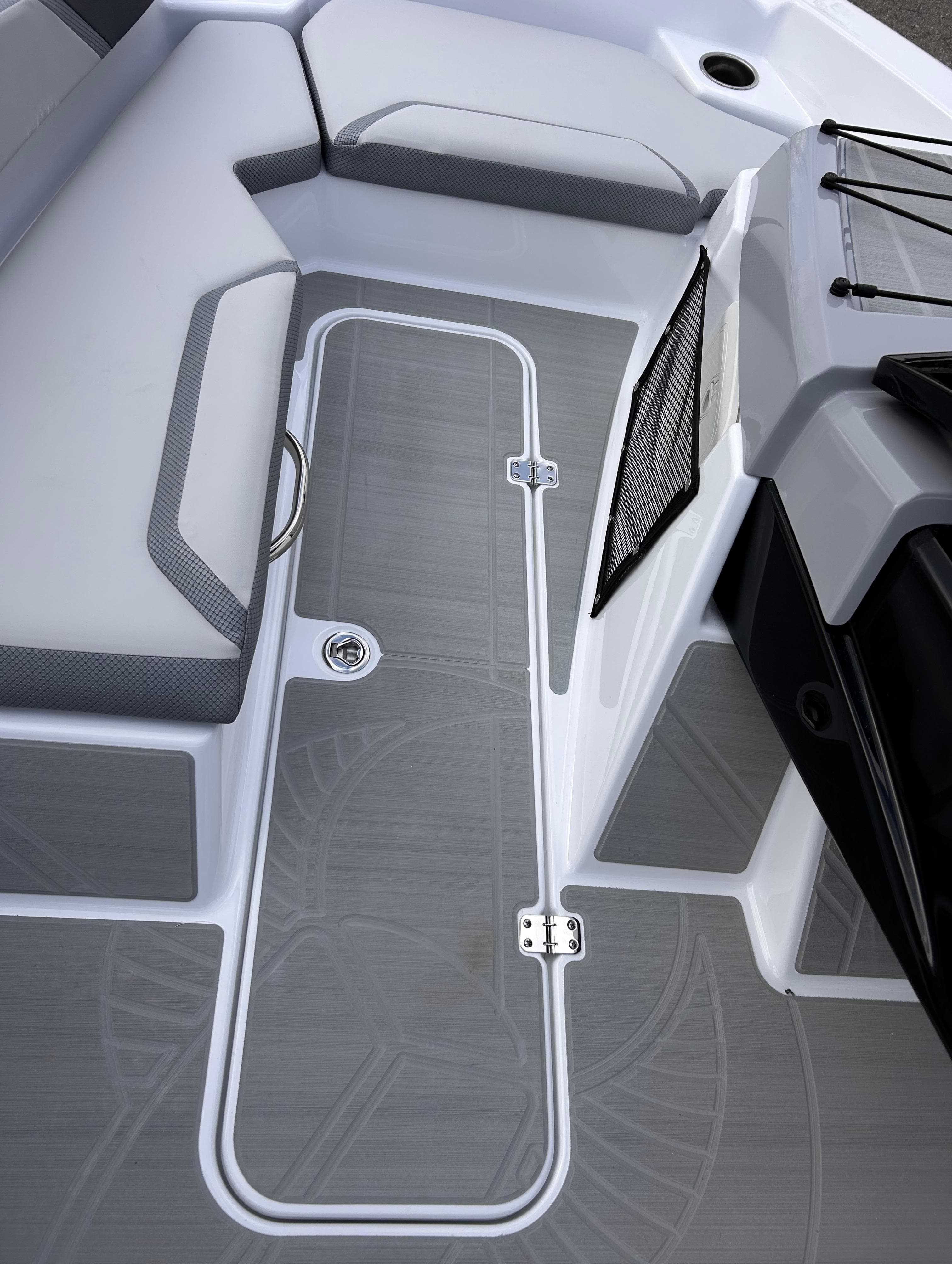 2025 Scarab 165 SE boat interior with sleek seating and modern design.