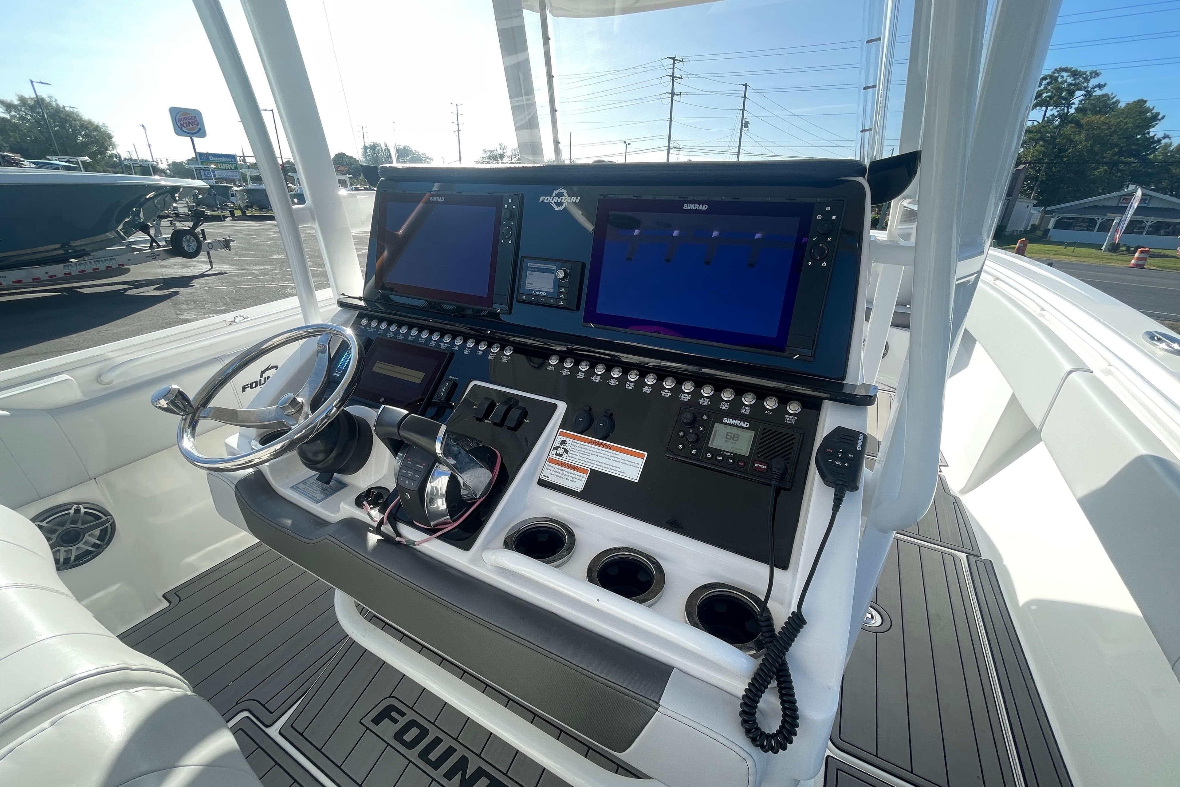 2020 Fountain 38 Center Console boat dashboard with advanced navigation systems.