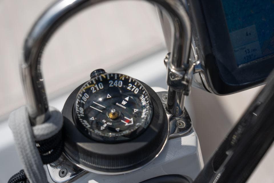 Compass and navigation equipment on a 2015 Grand Soleil 50 yacht.
