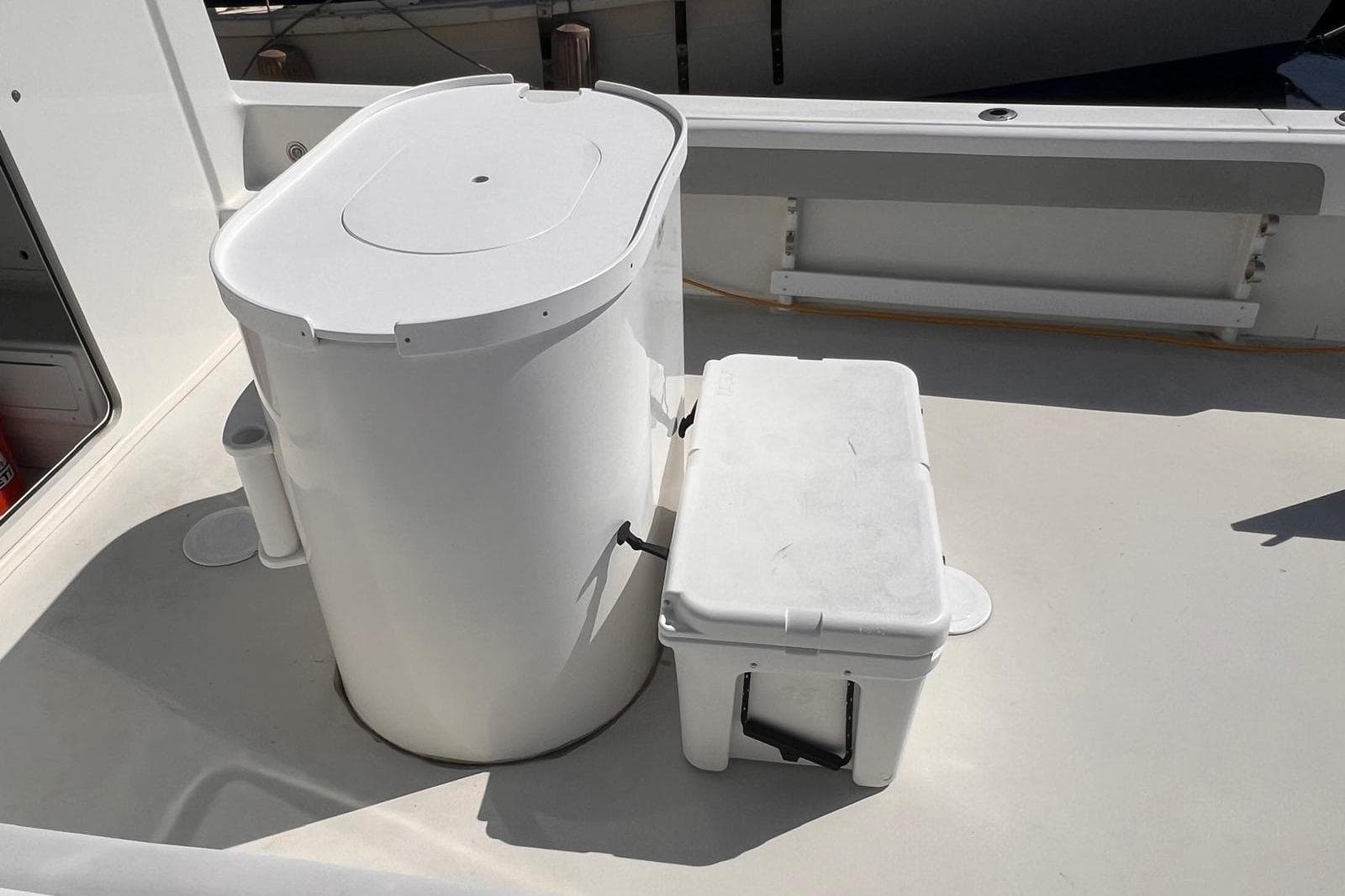 2023 Parker 2820 XLD Sport Cabin deck with storage and seating.