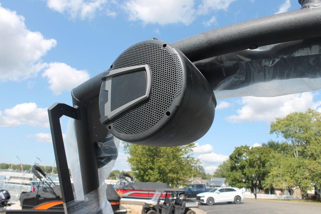 2024 Axis T235 boat speaker system with scenic outdoor background.