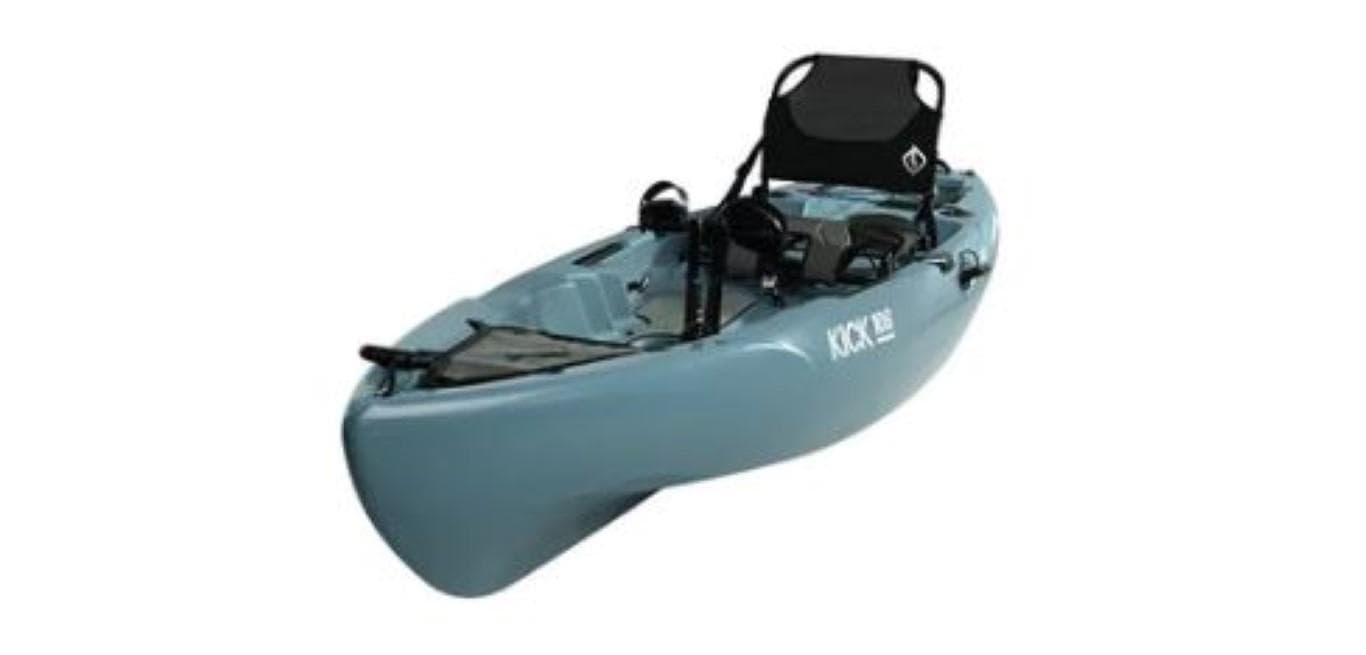 2023 Lightning Kayaks Kick 106, blue sit-on-top kayak with adjustable seat.