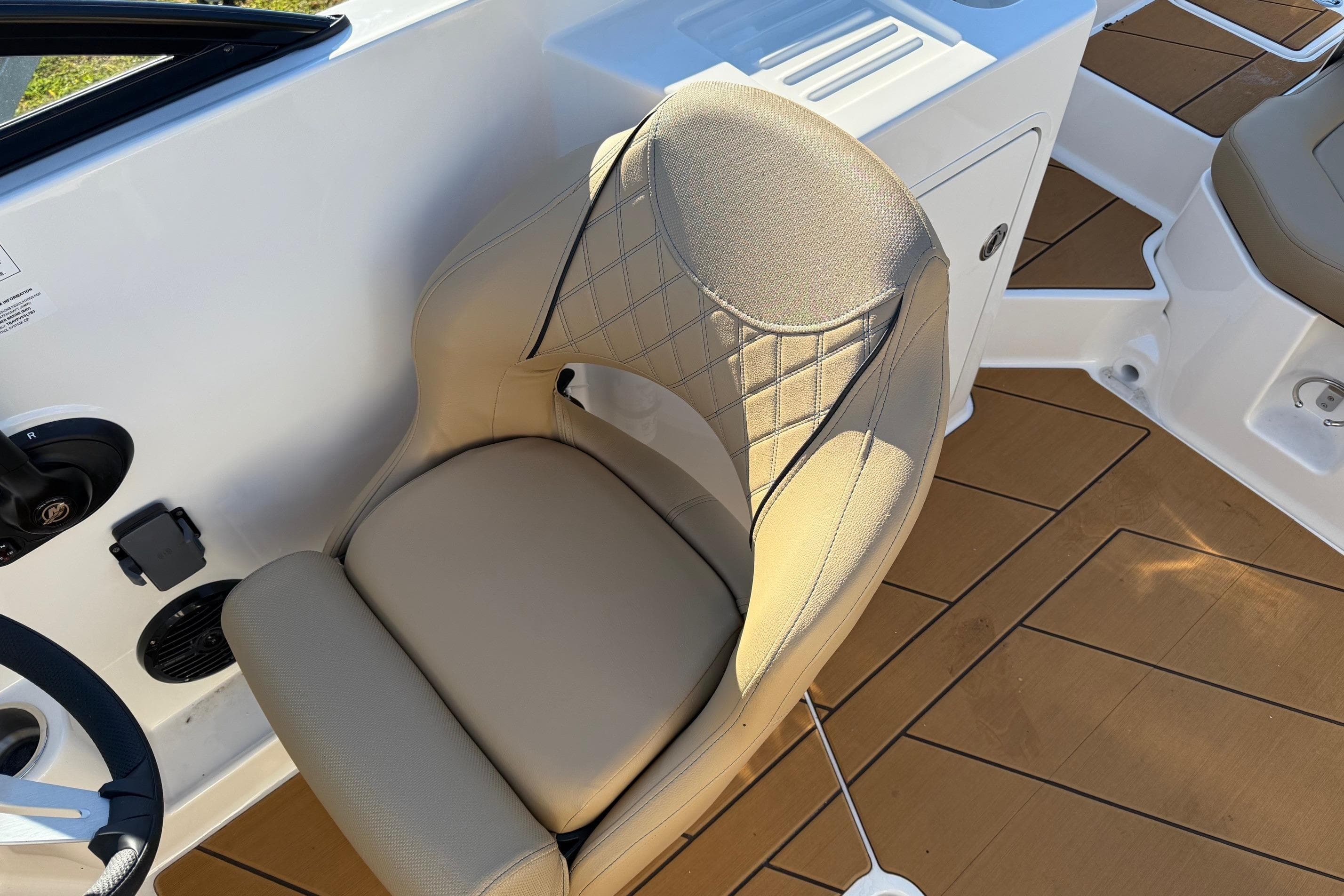 Luxurious seating on 2026 Bayliner D22 boat with elegant design and premium materials.