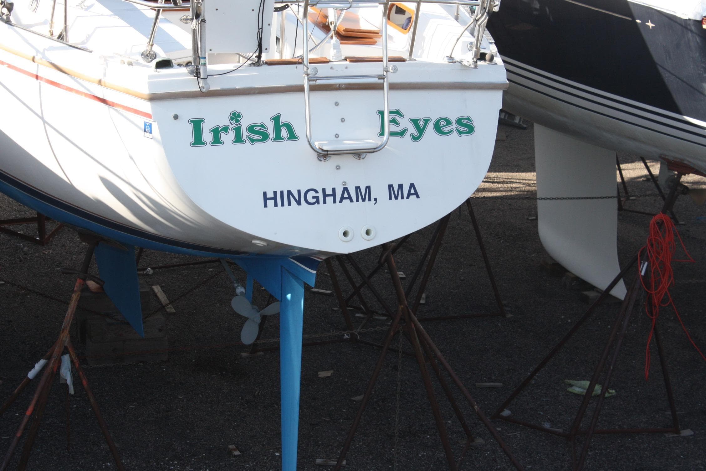 Catalina 36 sailboat named "Irish Eyes" in Hingham, MA, 1986 model.