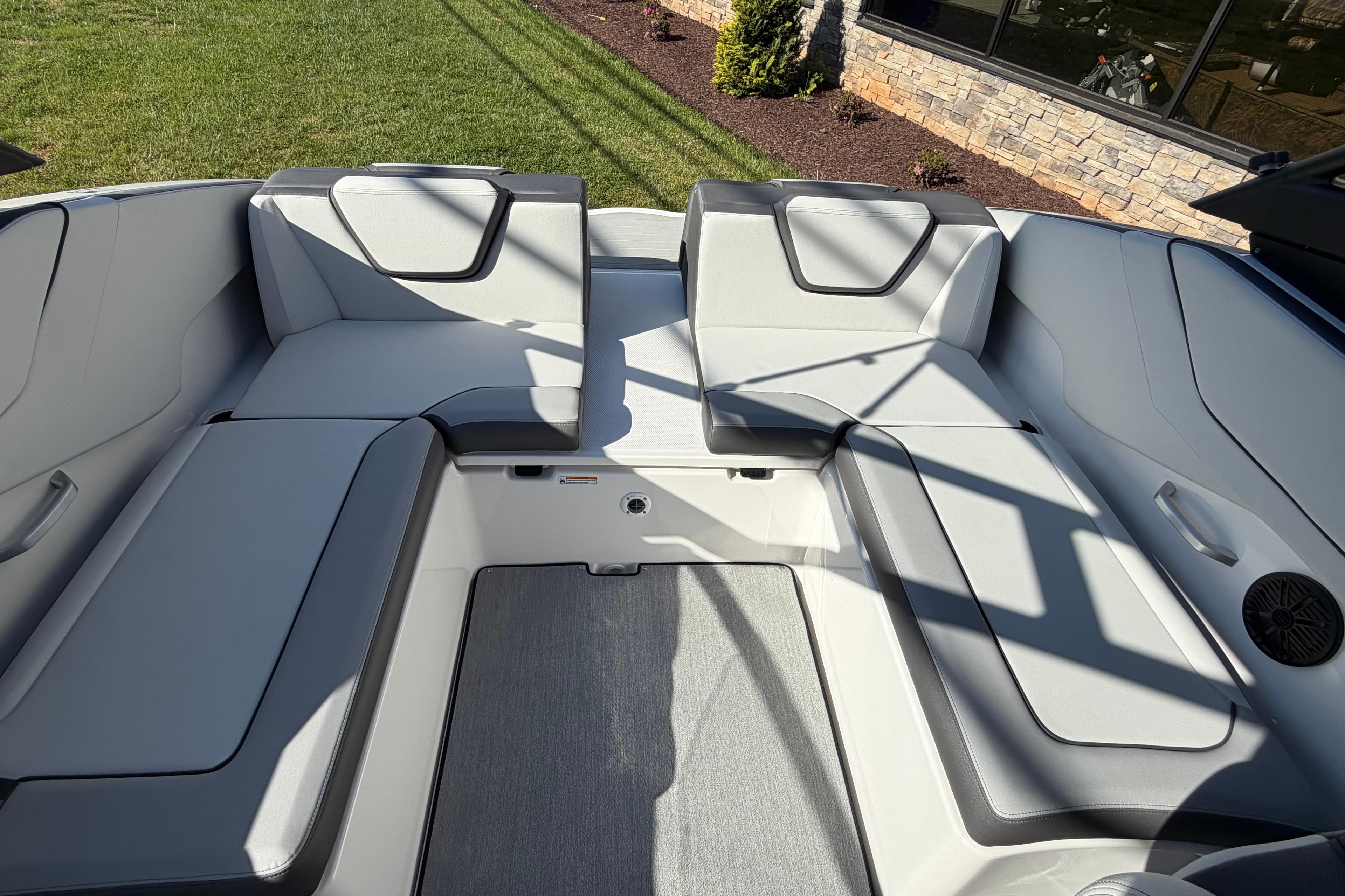 2026 Yamaha Boats AR250 interior seating with modern design and comfortable upholstery.