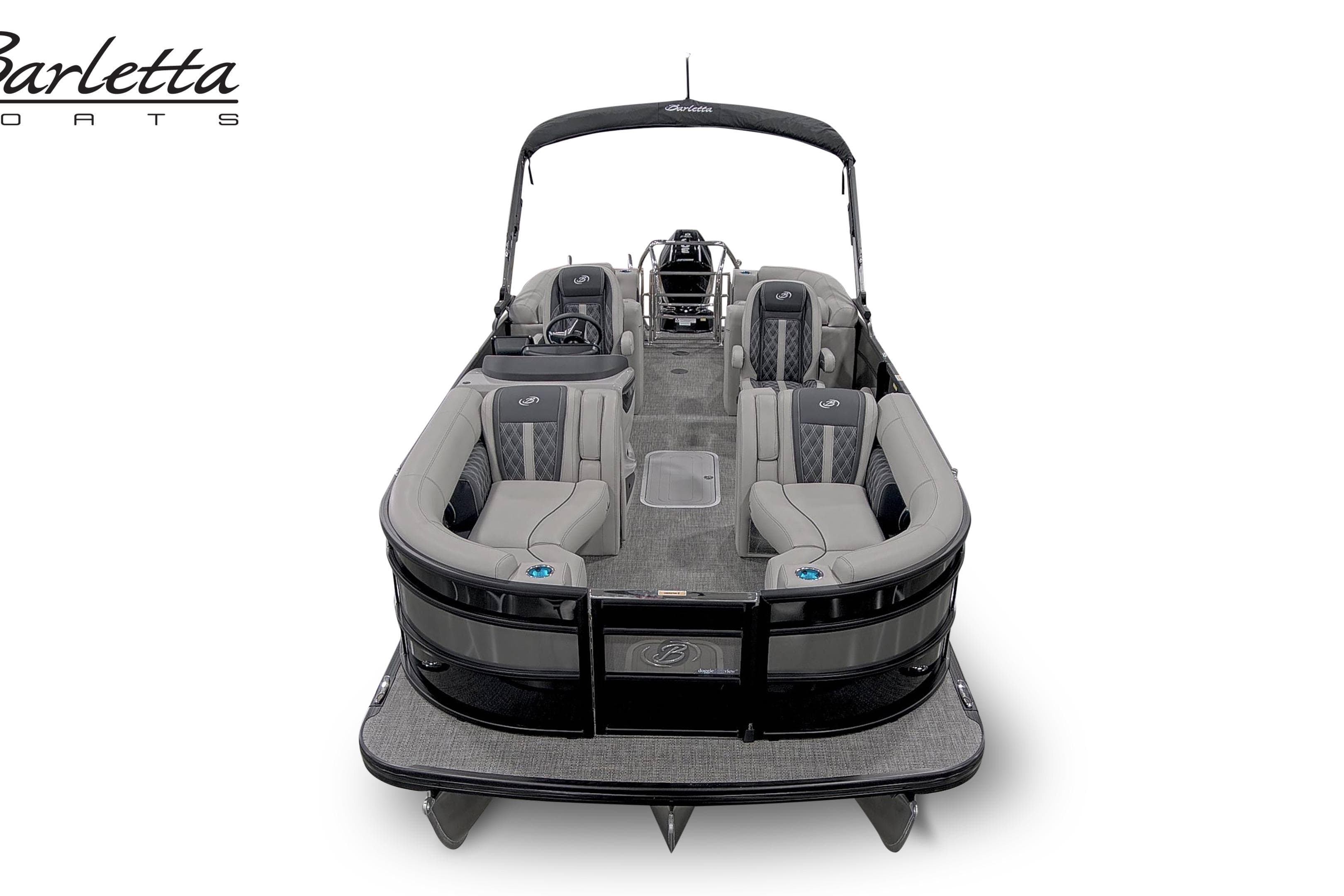 2026 Barletta Lusso 23QCSS pontoon boat with luxurious seating and sleek design.
