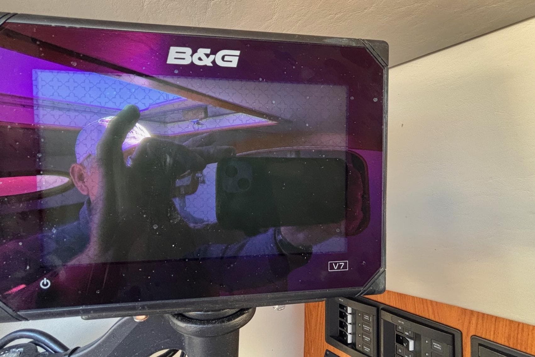 B&G marine display on 2016 Alerion Express 28 sailboat dashboard.