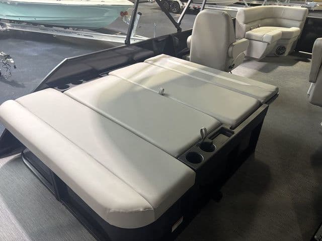Interior of 2026 Godfrey Pontoons Xperience 2086 with beige seating.