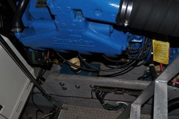 Engine room of a 1993 Silverton 37 Convertible boat.