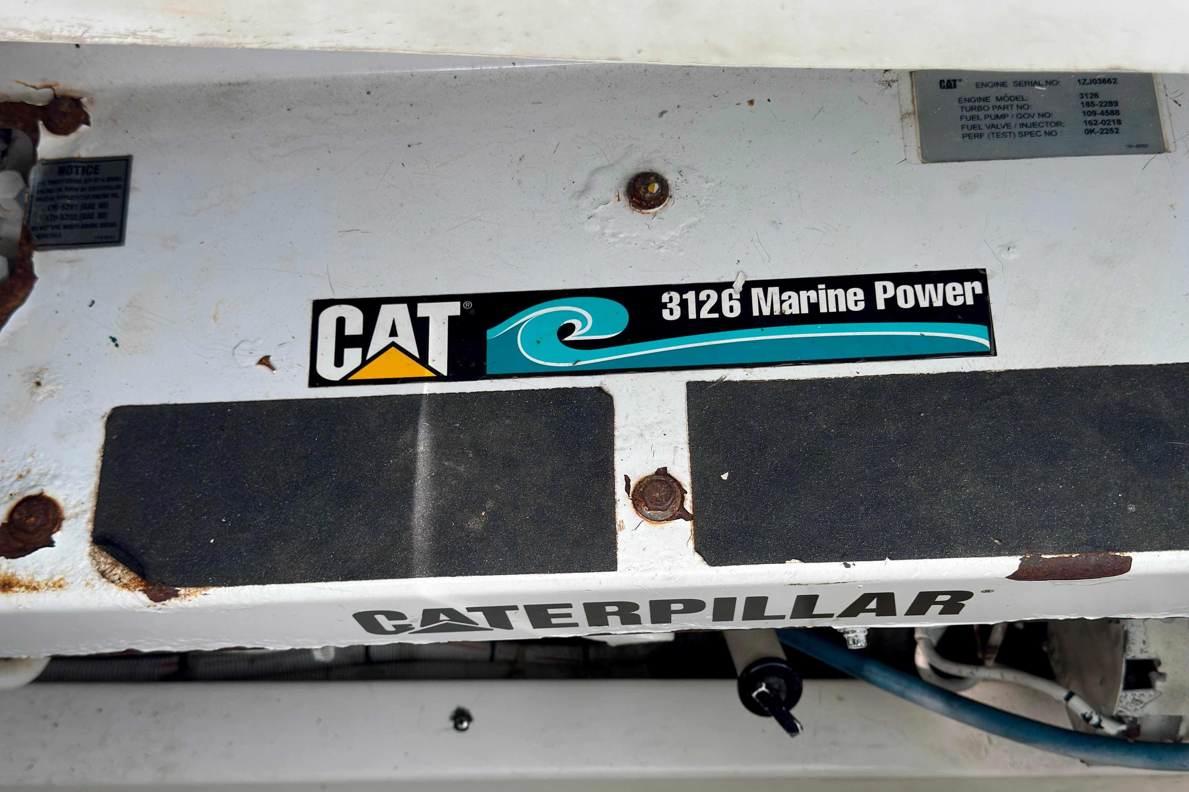 Caterpillar 3126 Marine Power engine on 2004 Topaz 32 Express boat.