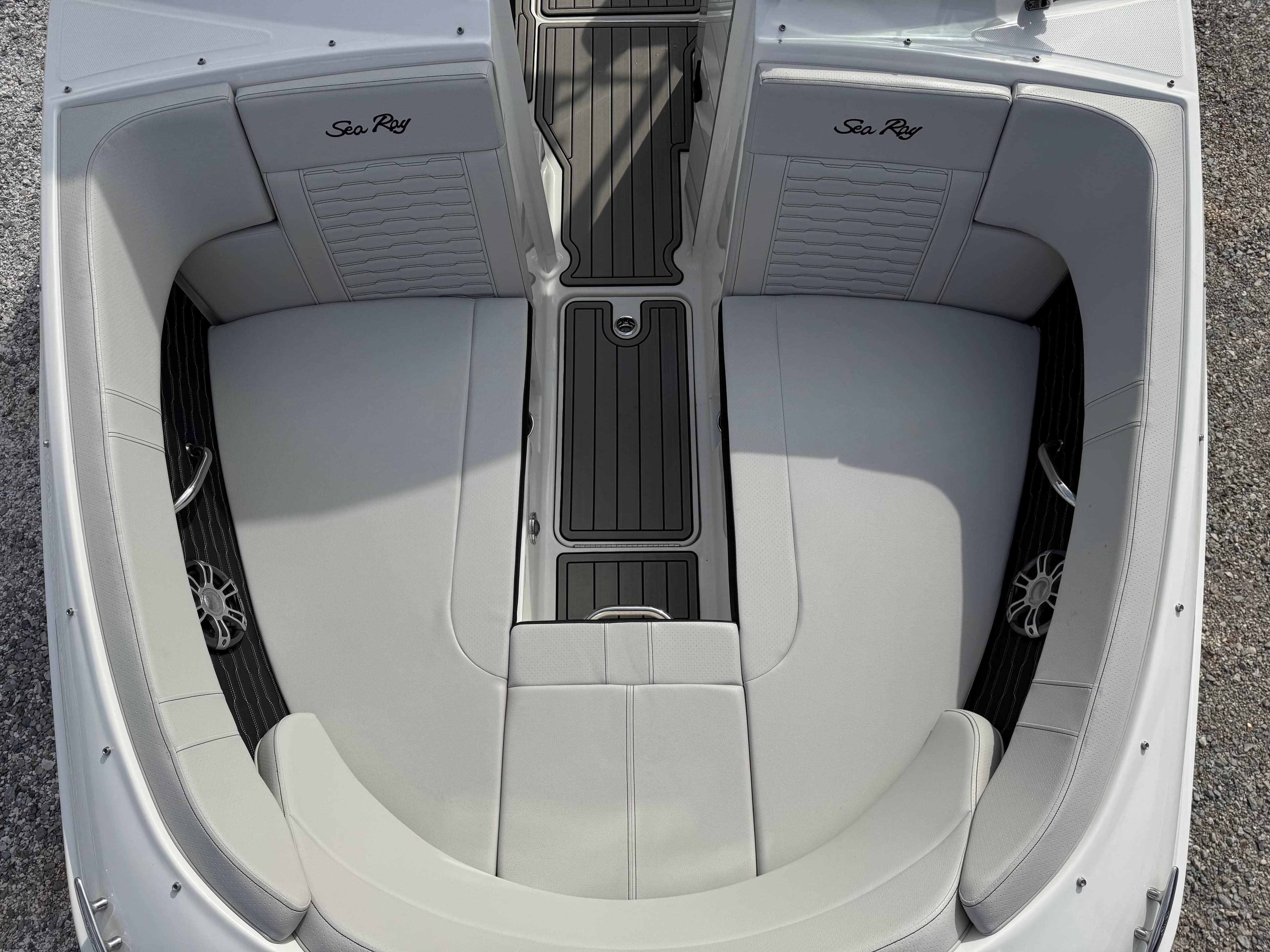 2025 Sea Ray SPX 230 boat interior with sleek seating and modern design.