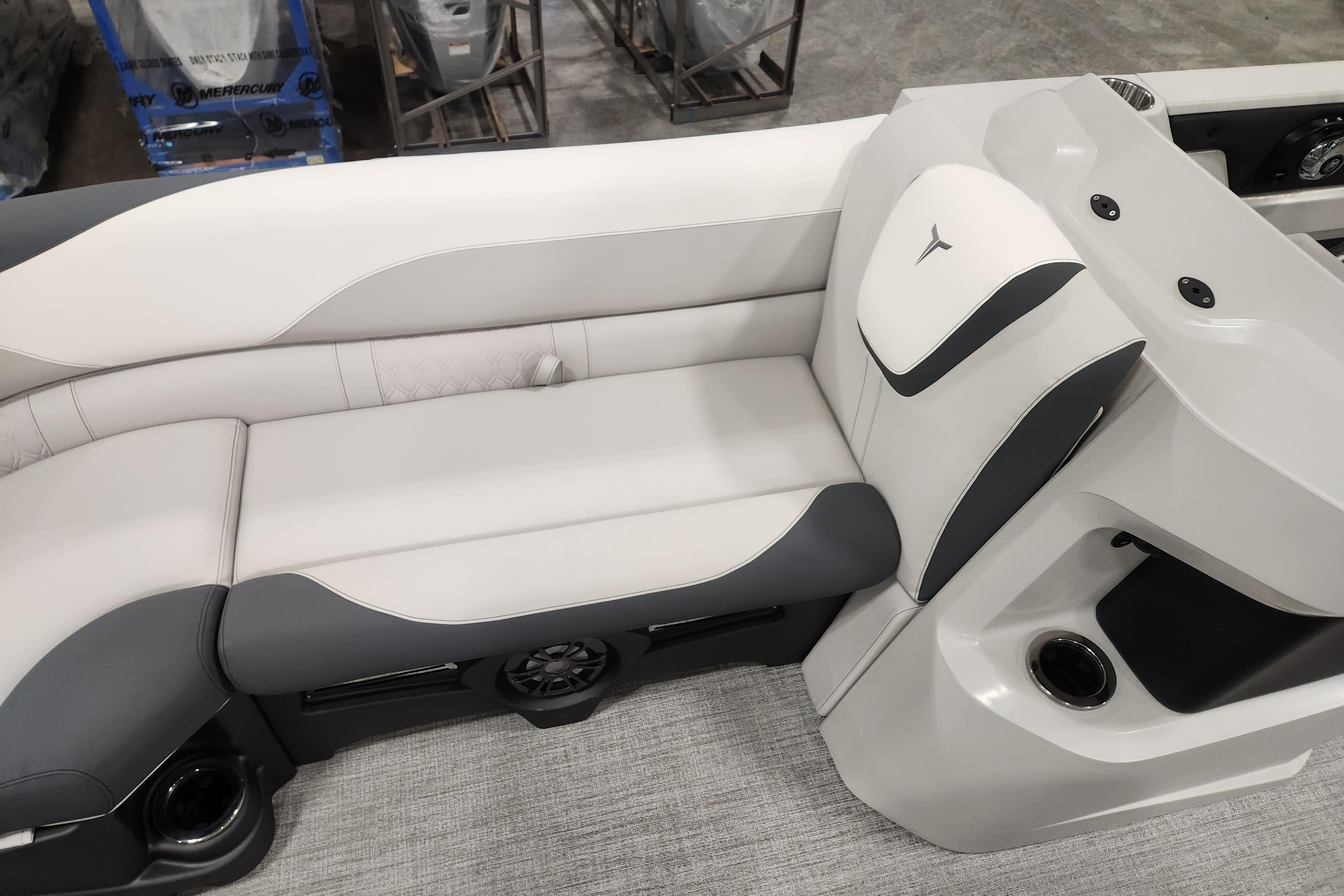 2026 Tahoe Pontoon 23 LTZ Rear Bench with sleek, modern seating design.