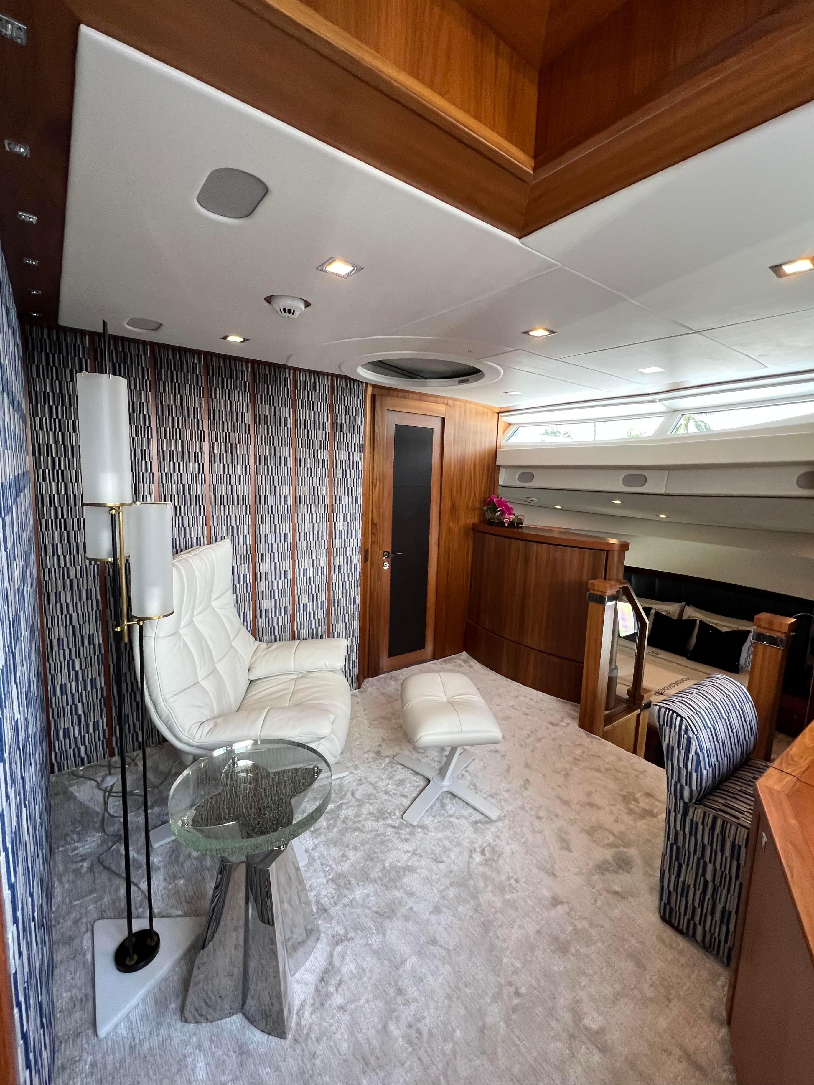 Luxurious interior of a 2012 Sunseeker 30 Metre Yacht with modern furnishings.