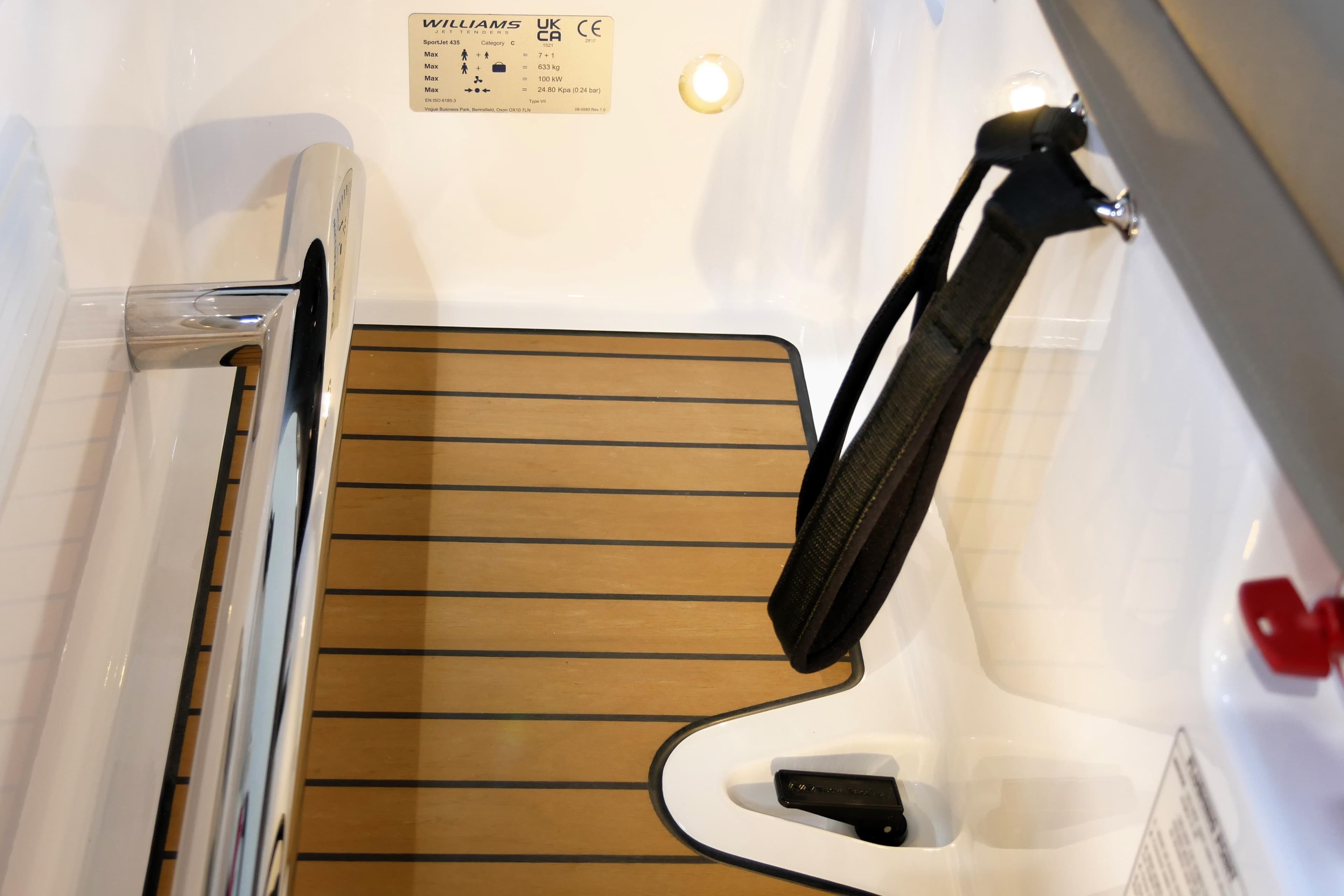 Interior of 2026 Williams Jet Tenders Sportjet 435, featuring sleek design and modern fittings.