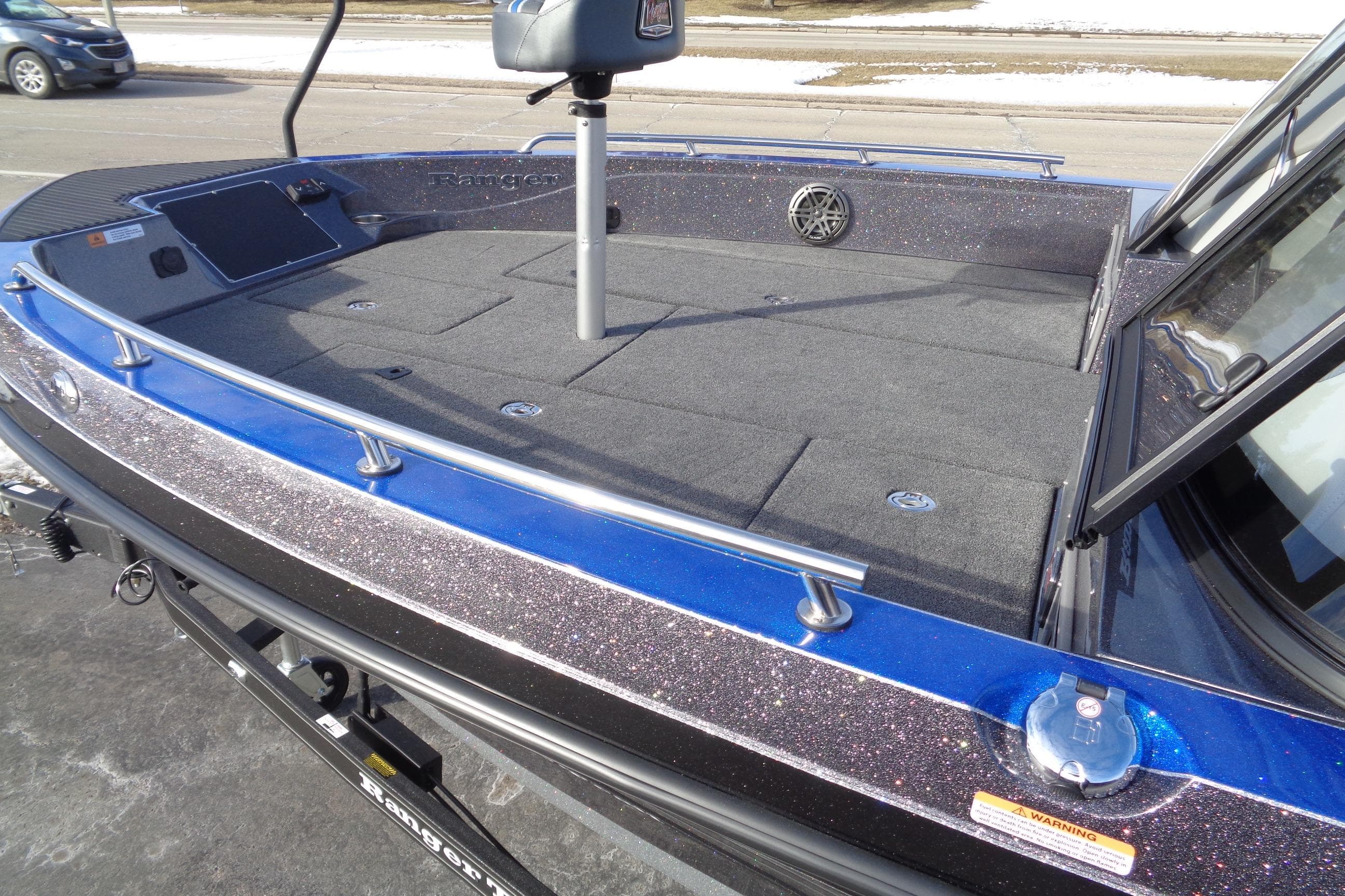 2026 Ranger 620xFS Pro boat deck with sleek design and modern features.
