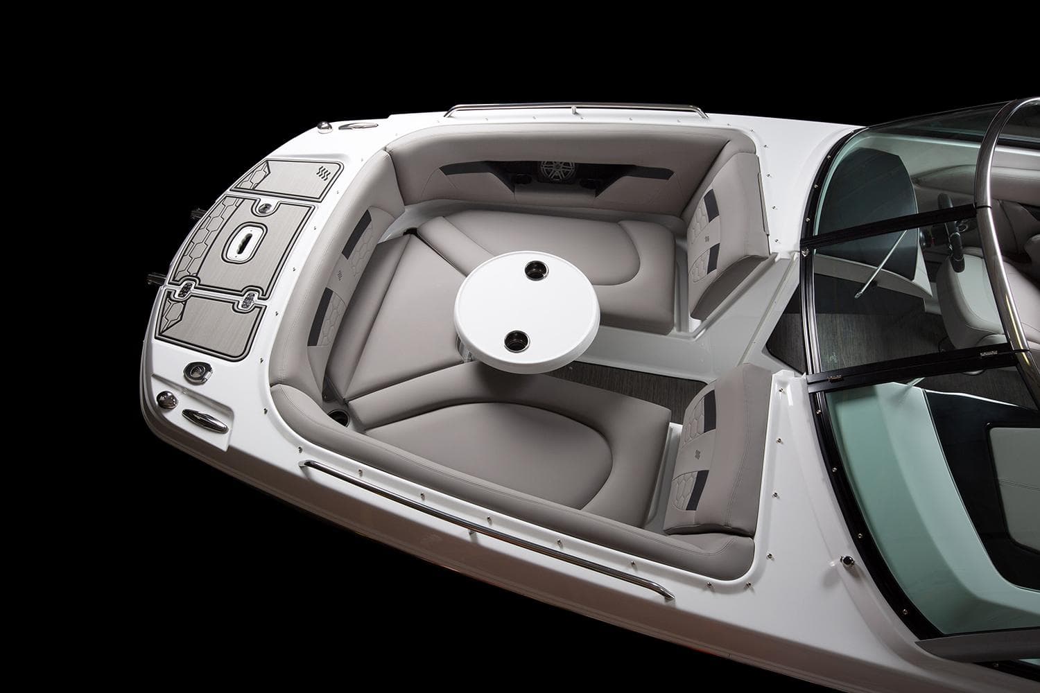 Manufacturer Provided Image: 2024 Four Winns HD8 OB boat interior with seating and table.