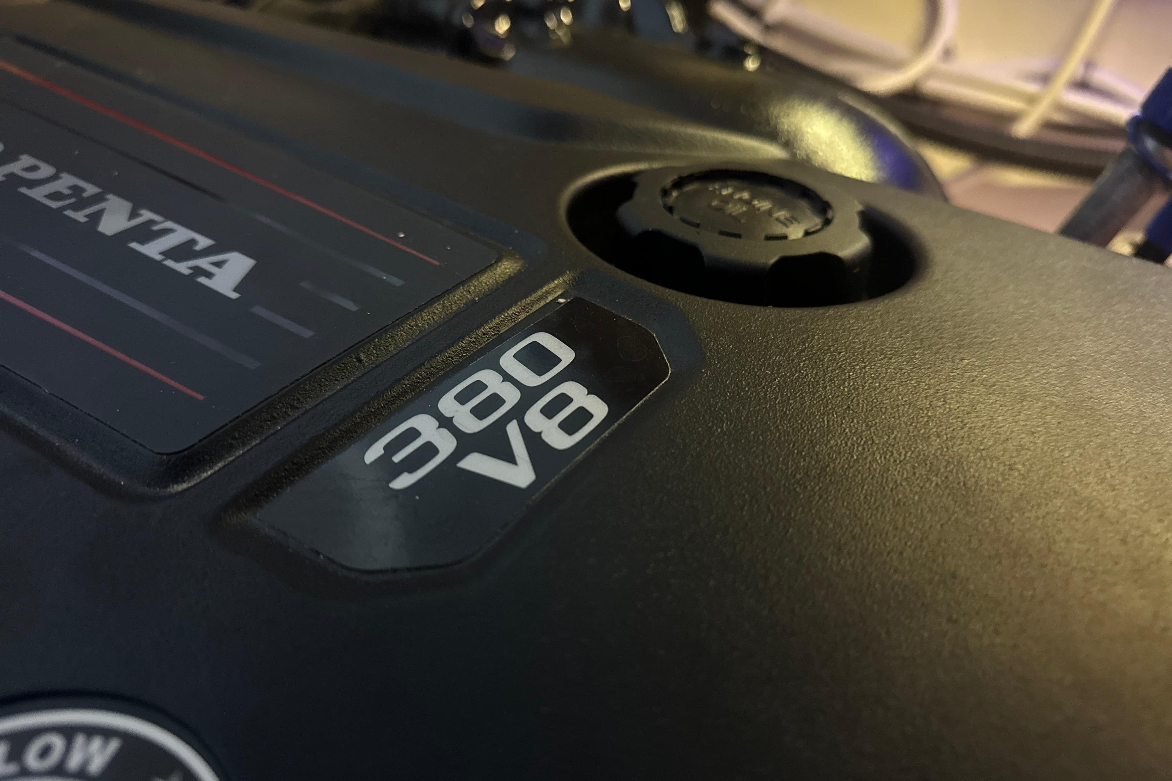 Close-up of a Volvo Penta 380 V8 engine in a 2022 Regal 38 Grande Coupe.
