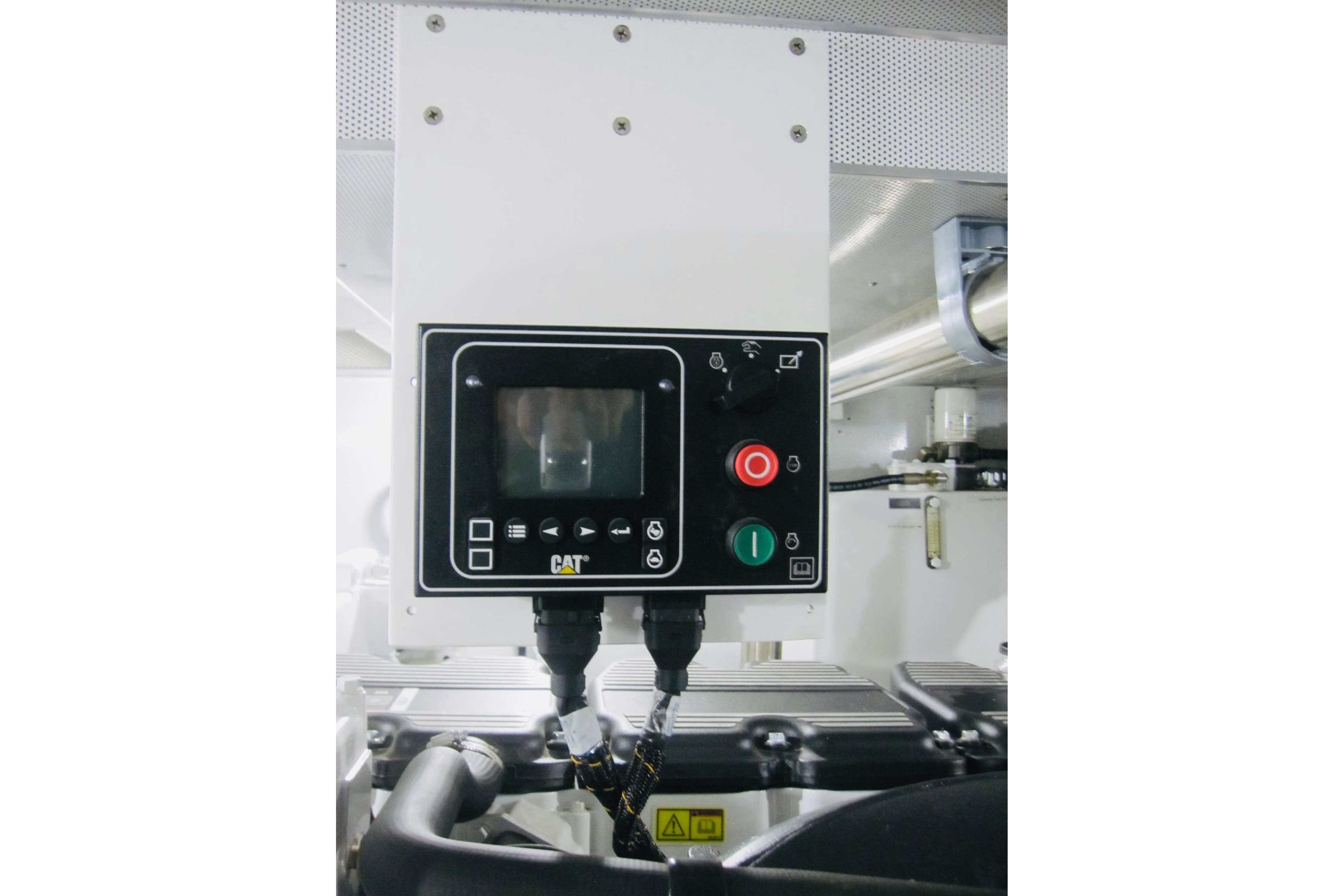 Control panel in a 1999 Delta Marine Raised Pilothouse Motoryacht engine room.