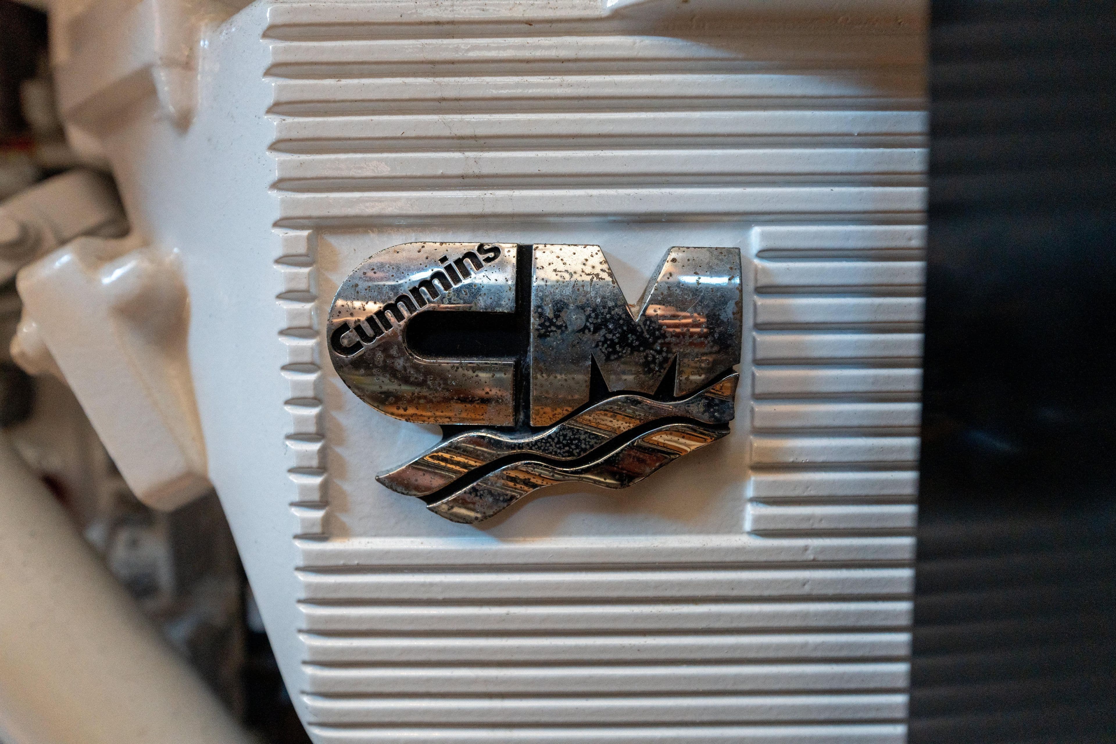 Cummins engine logo on 2008 Meridian 459 Motoryacht.