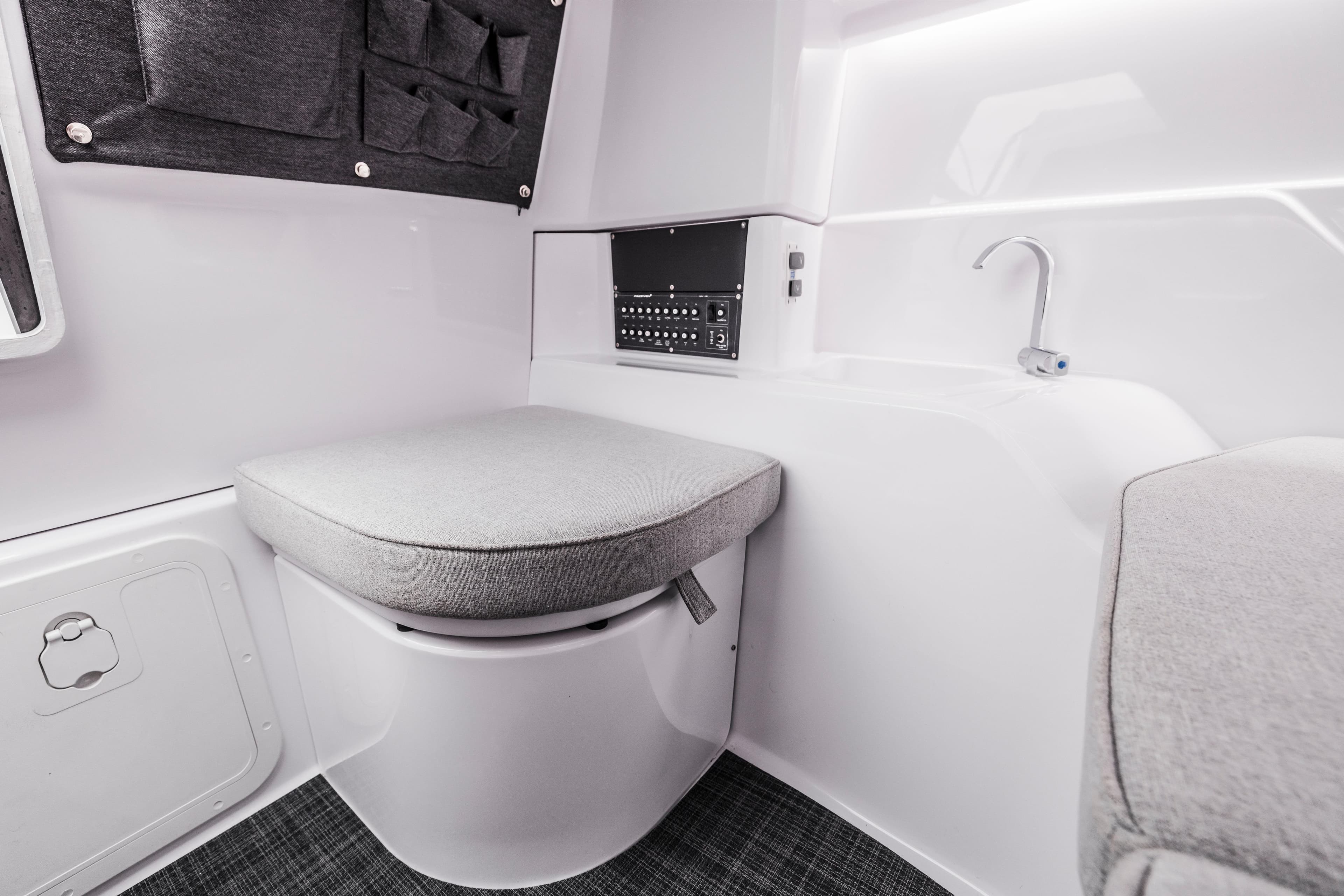2025 Axopar 25 Cross Top interior with modern seating and sleek design.