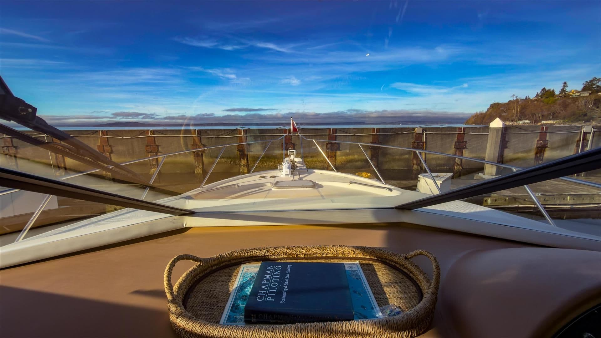 2002 Bayliner 3988 Motoryacht view from helm station.