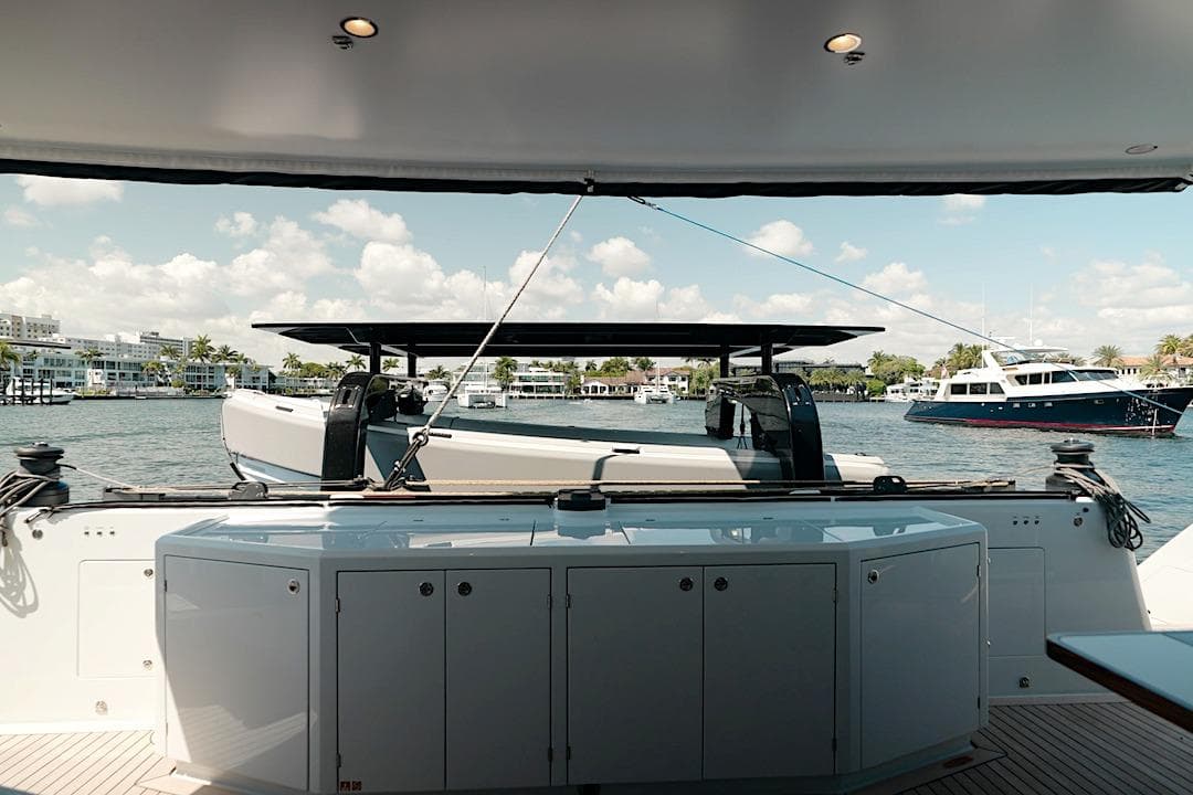 2026 HH Catamarans HH60 yacht interior with scenic waterfront view.