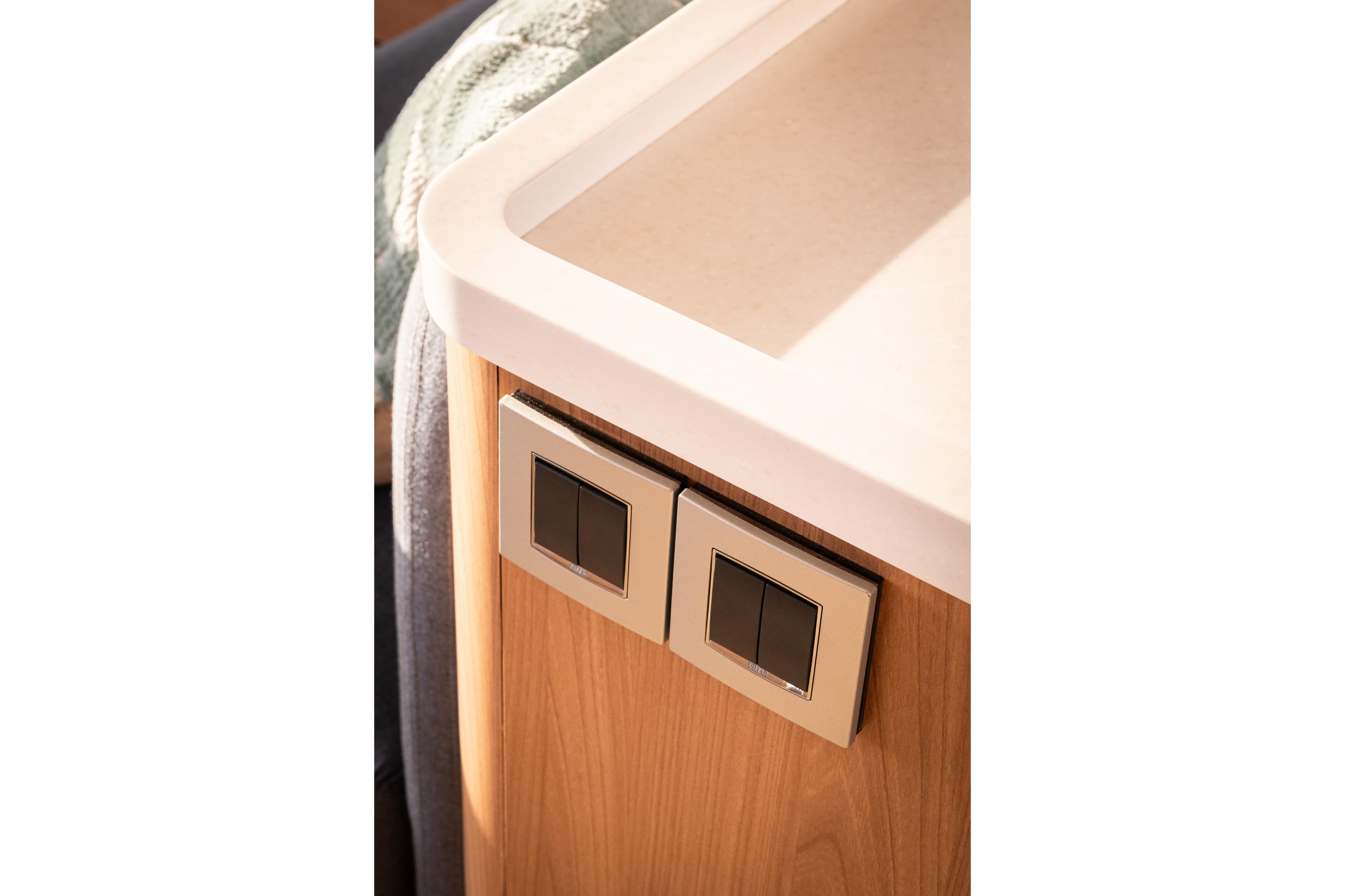 Modern kitchen counter with dual switches, Bali 5.2 model, 2026 design.