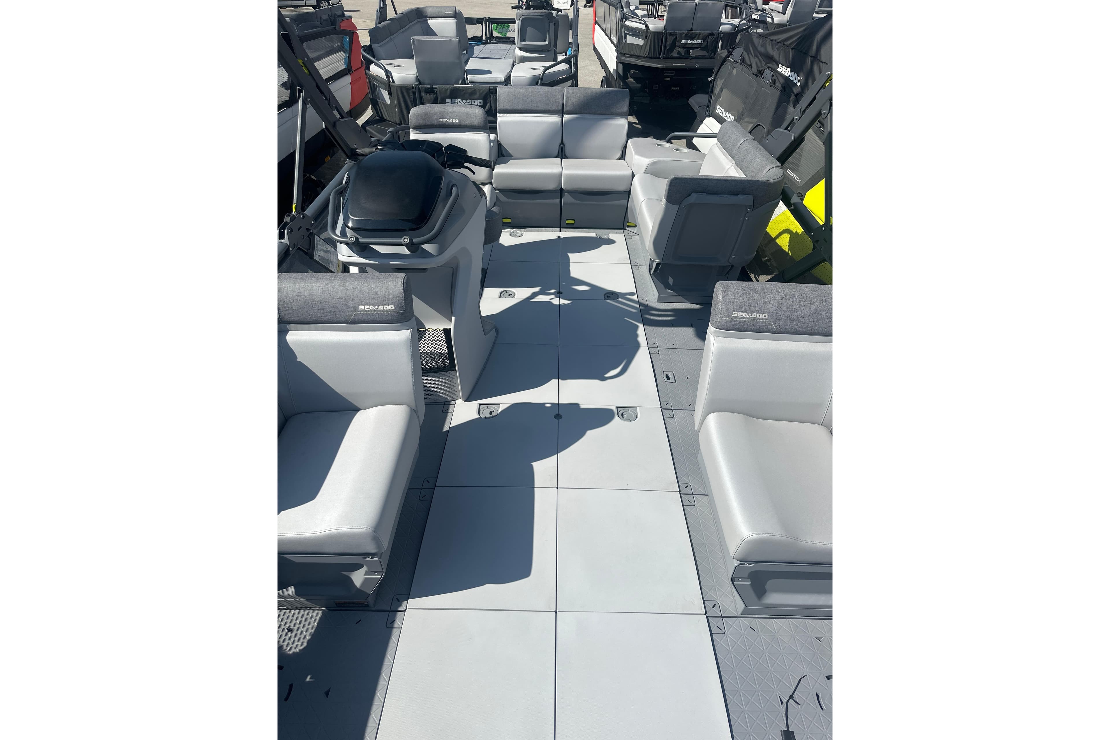 2024 Sea-Doo Switch Cruise 18 interior with spacious seating and modern design.