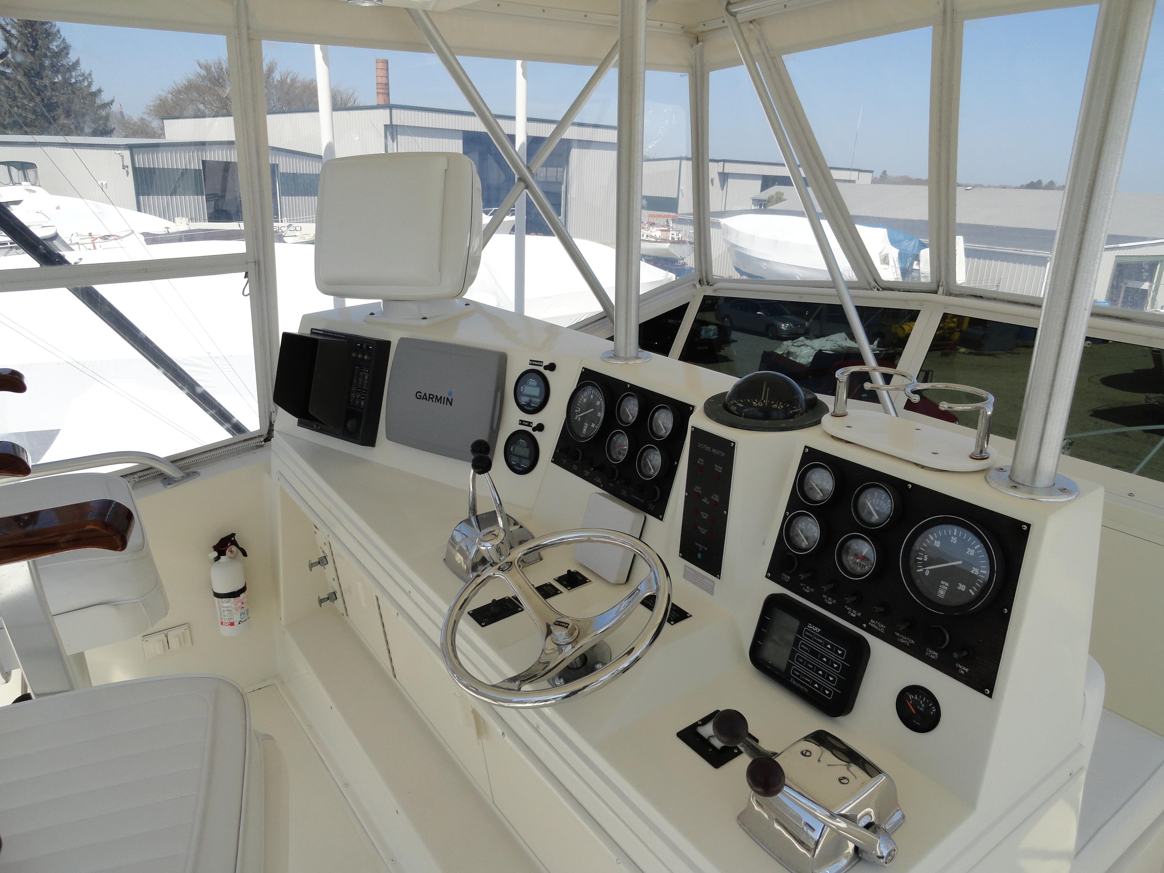 1989 Viking 41 Sportfish Convertible helm with instruments.