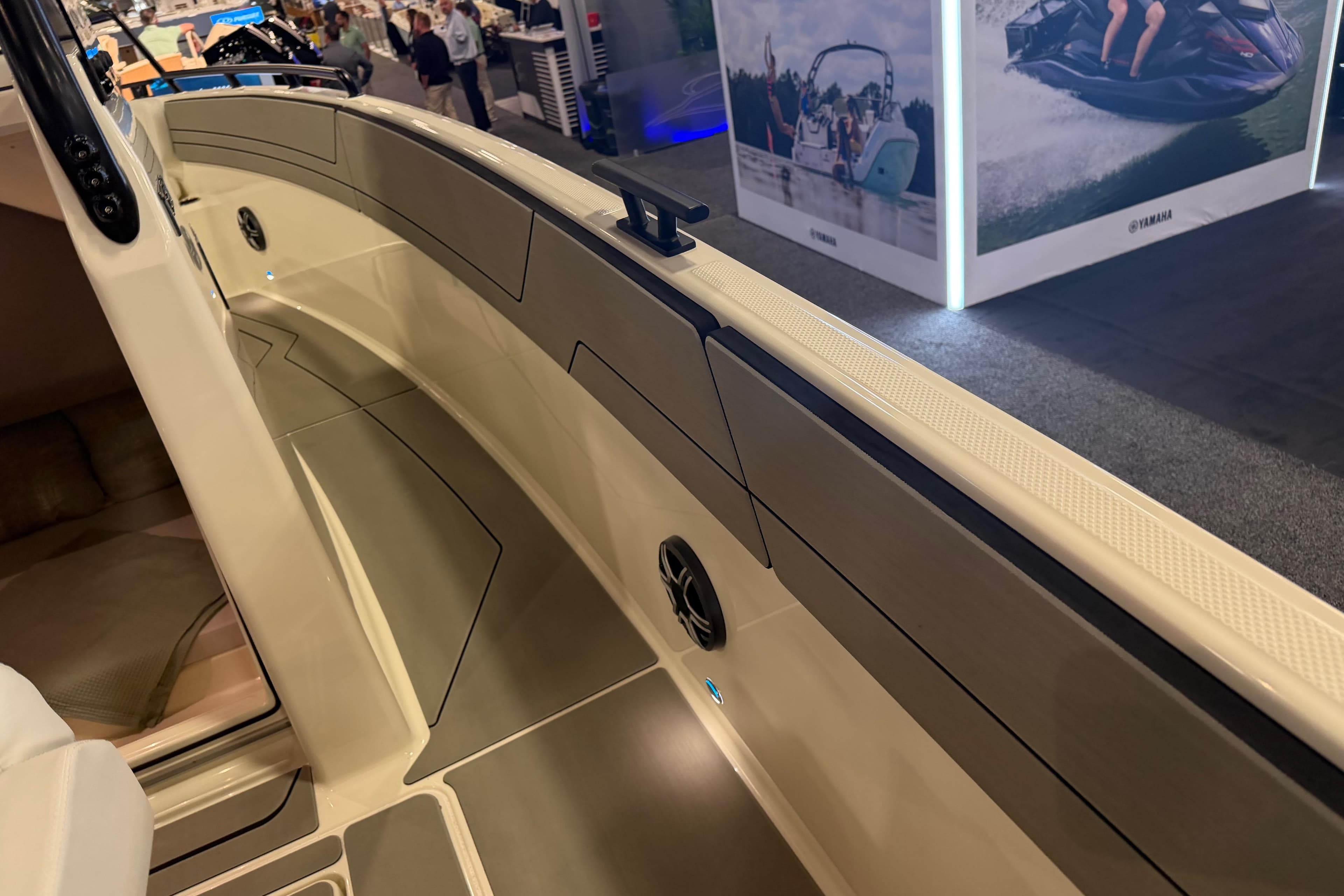 Interior view of 2027 Navan T30 boat at an exhibition.