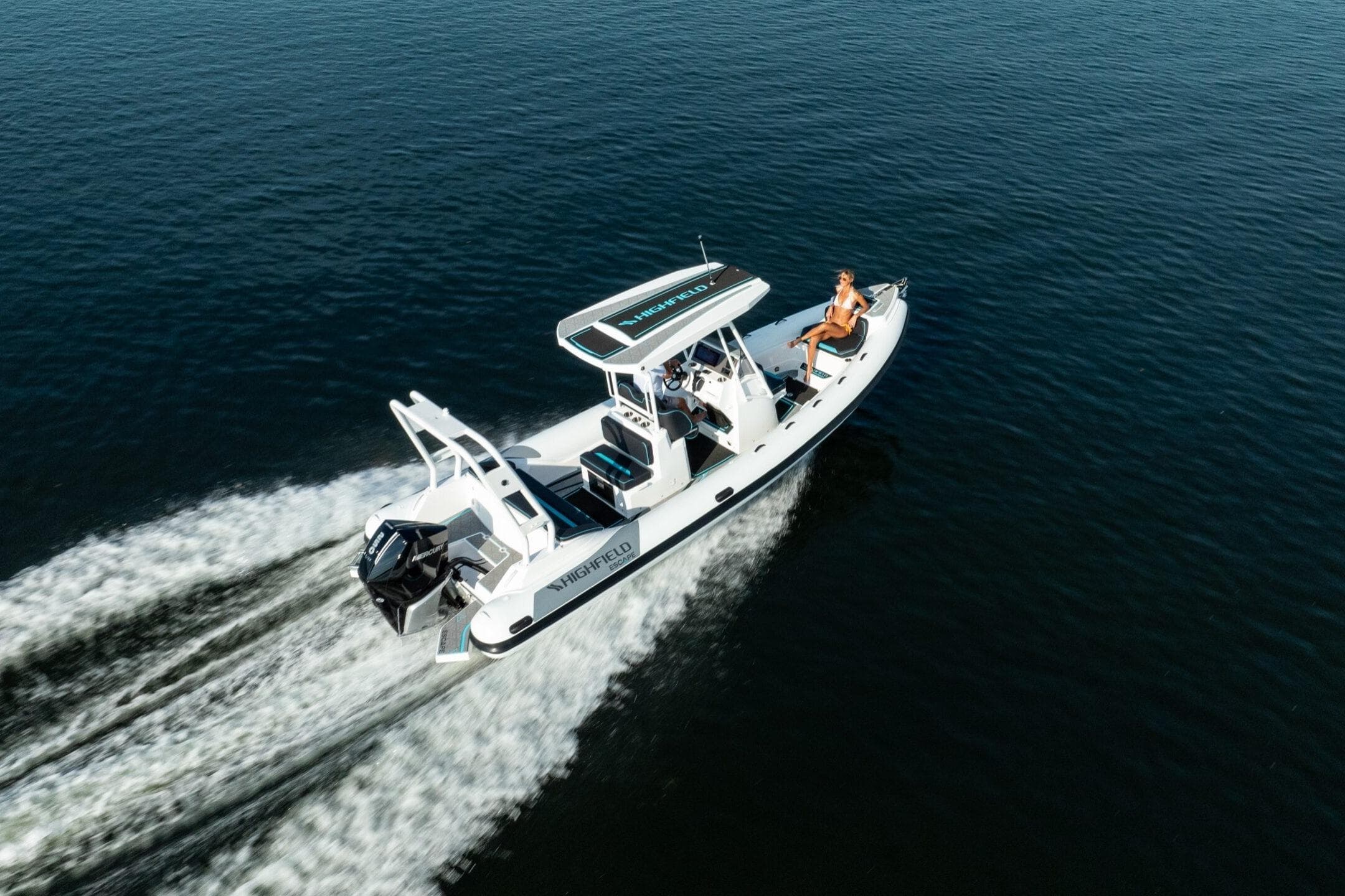 Highfield Escape 750 boat cruising on open water, 2026 model.