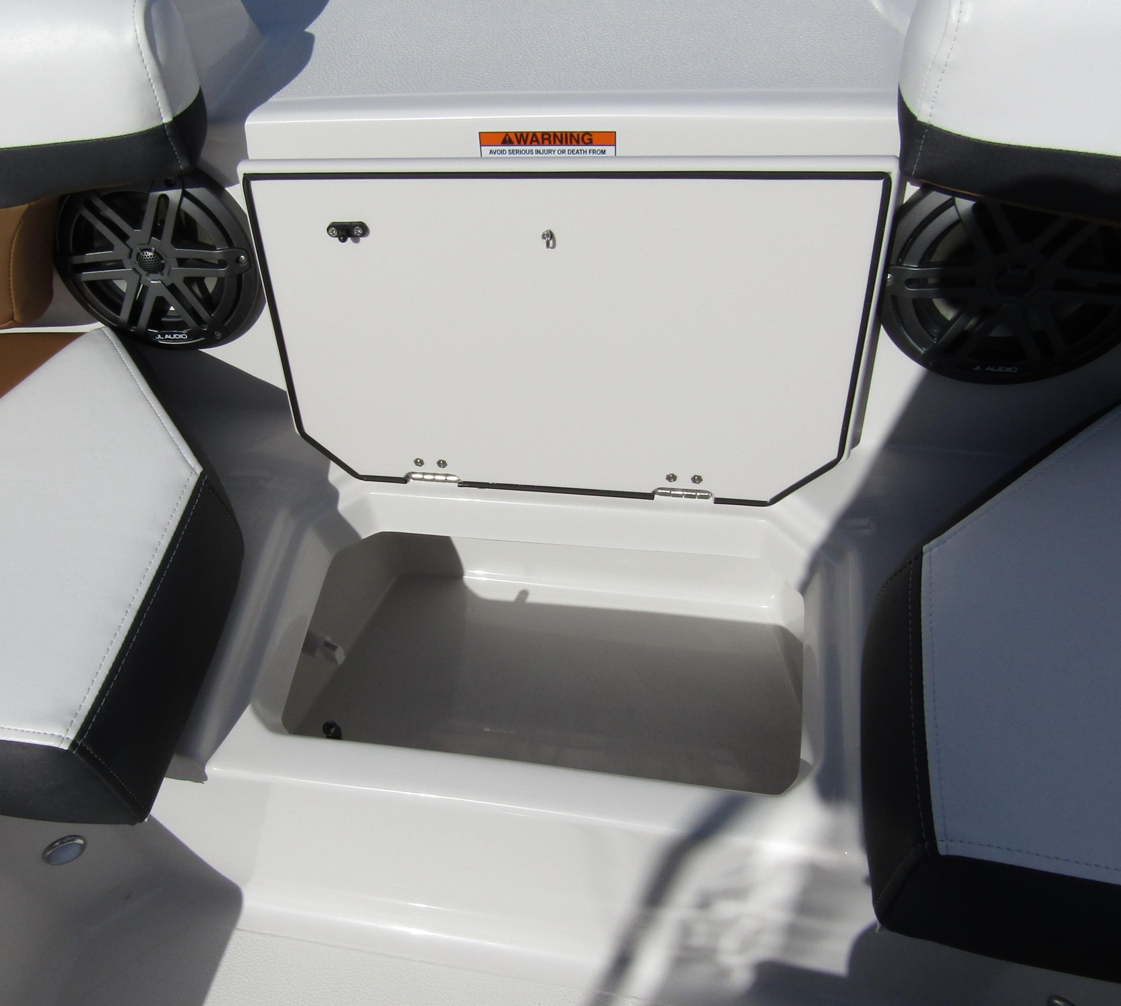 2024 Starcraft SVX 191 OB CC boat storage compartment and seating area.