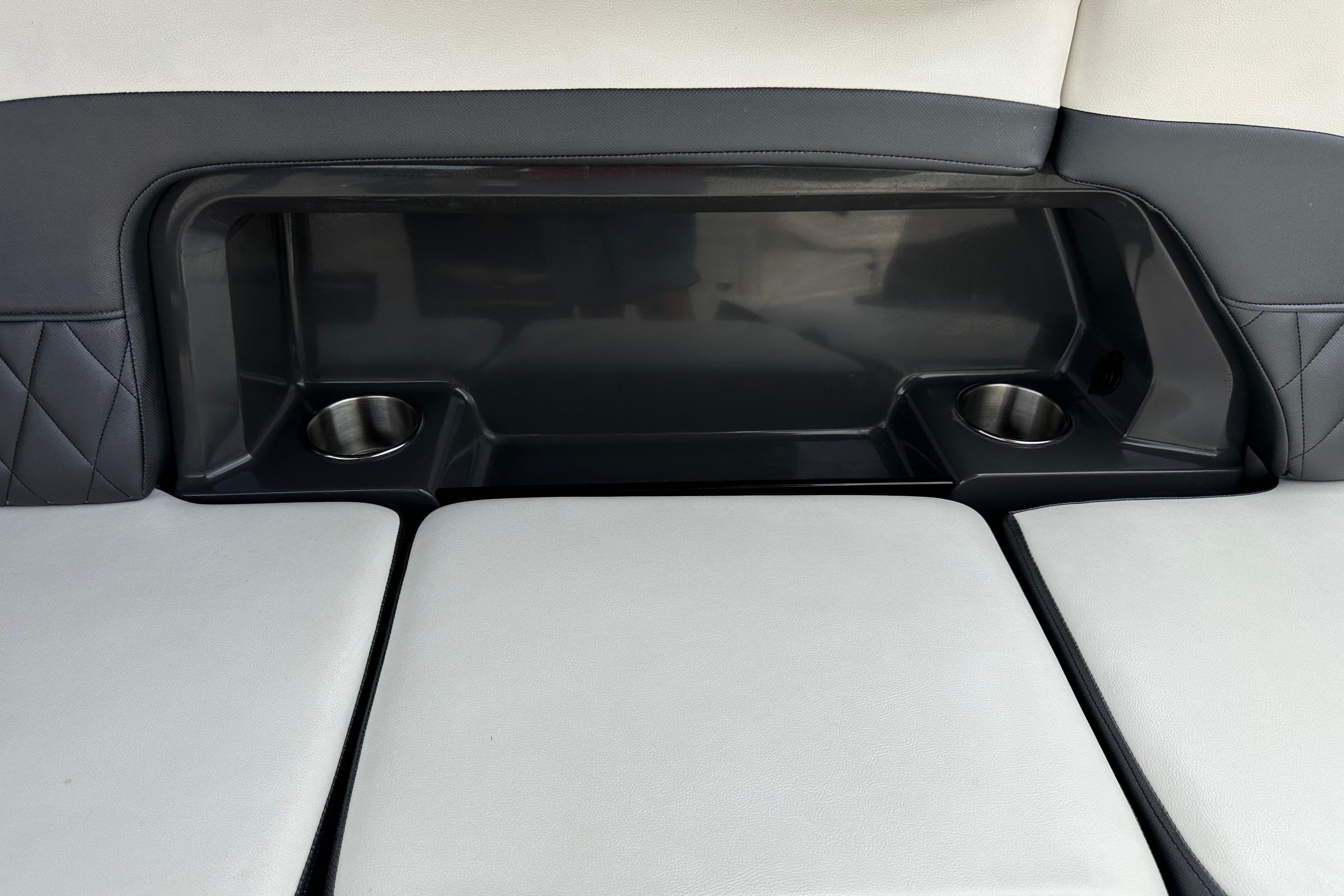 2013 Monterey 328SS Super Sport boat seating with integrated cup holders.