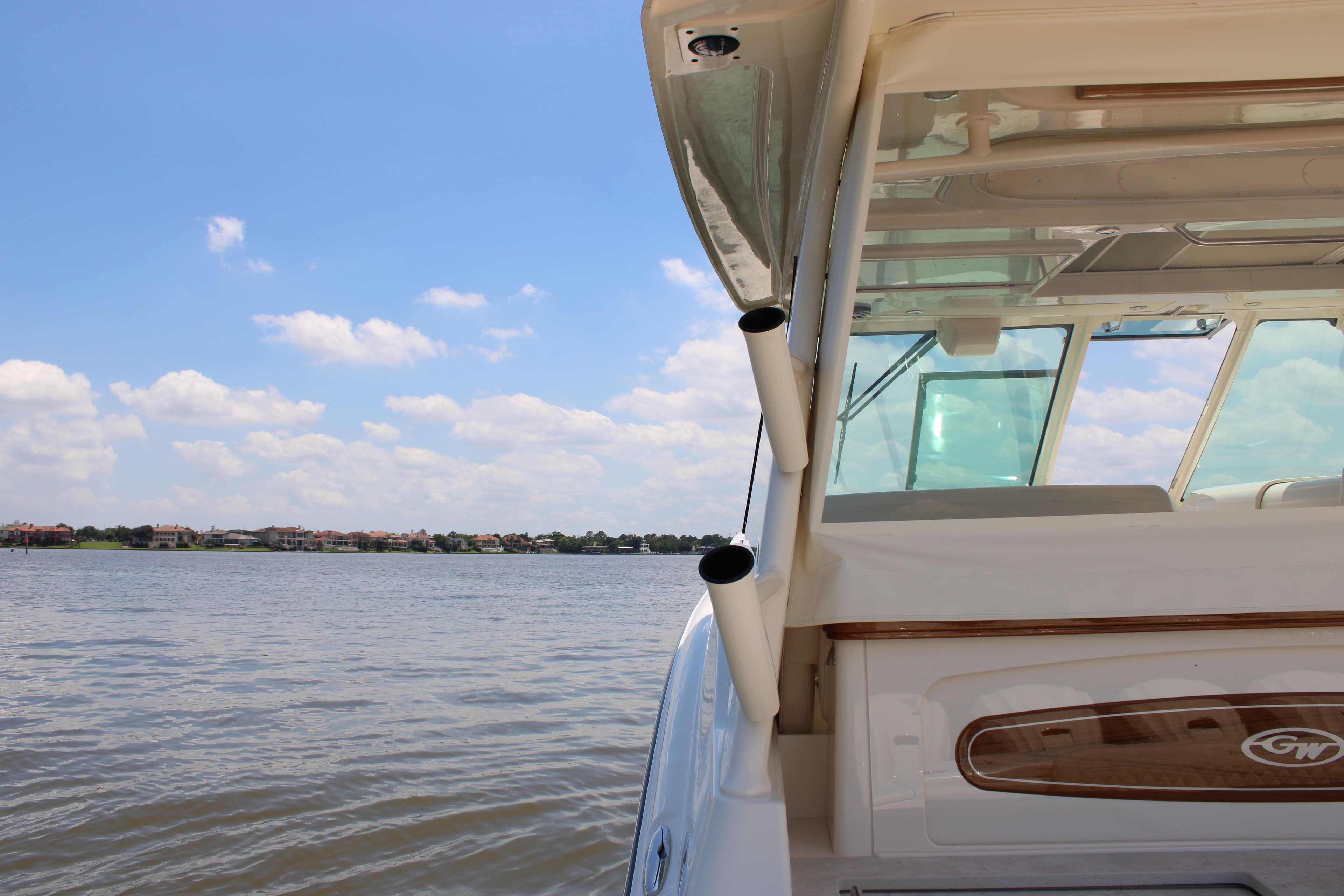 Grady-White Freedom 415 boat on calm water, 2026 model.