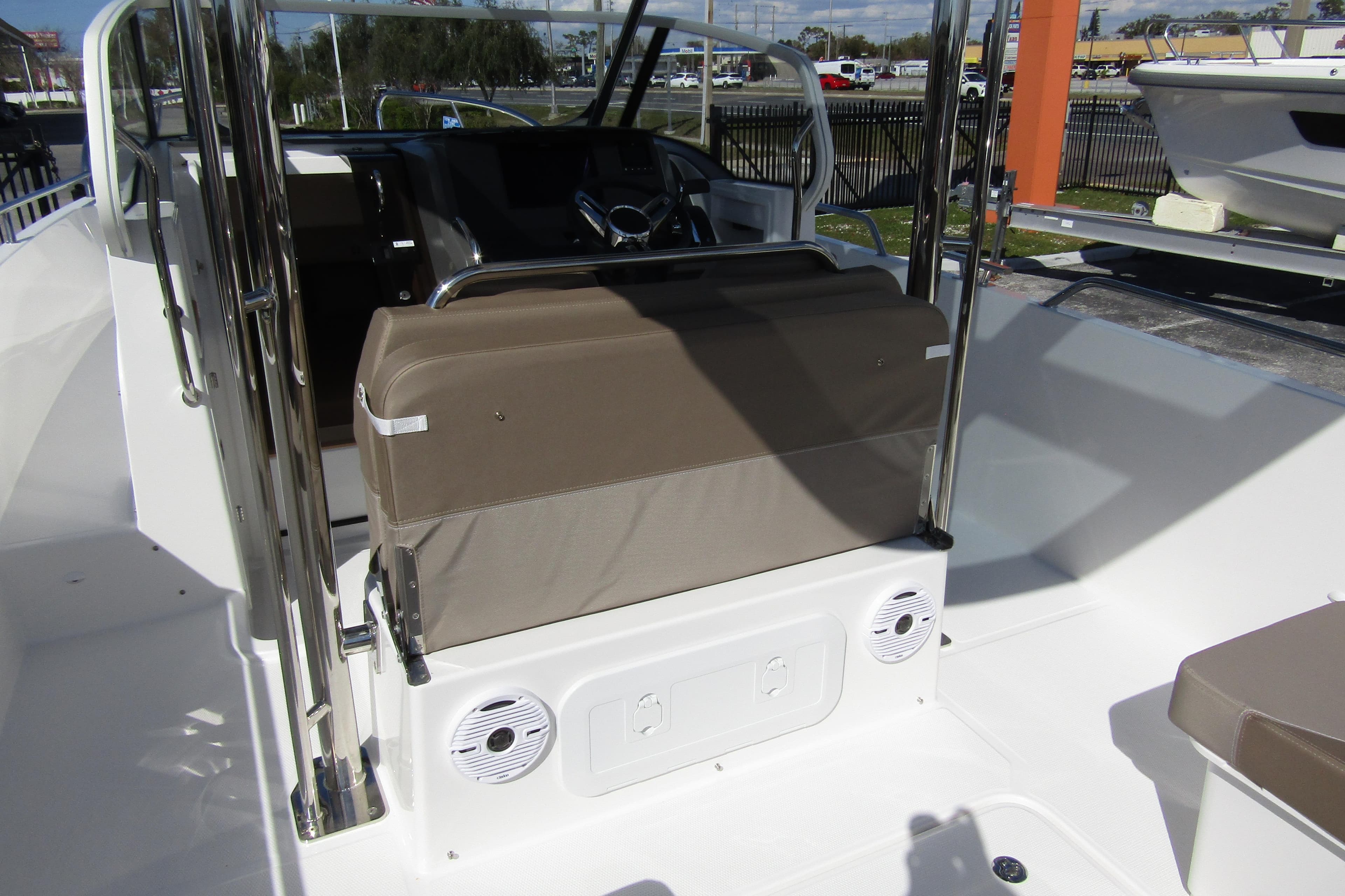 Interior of Nimbus Tender 9 boat, 2026 model, featuring seating area.