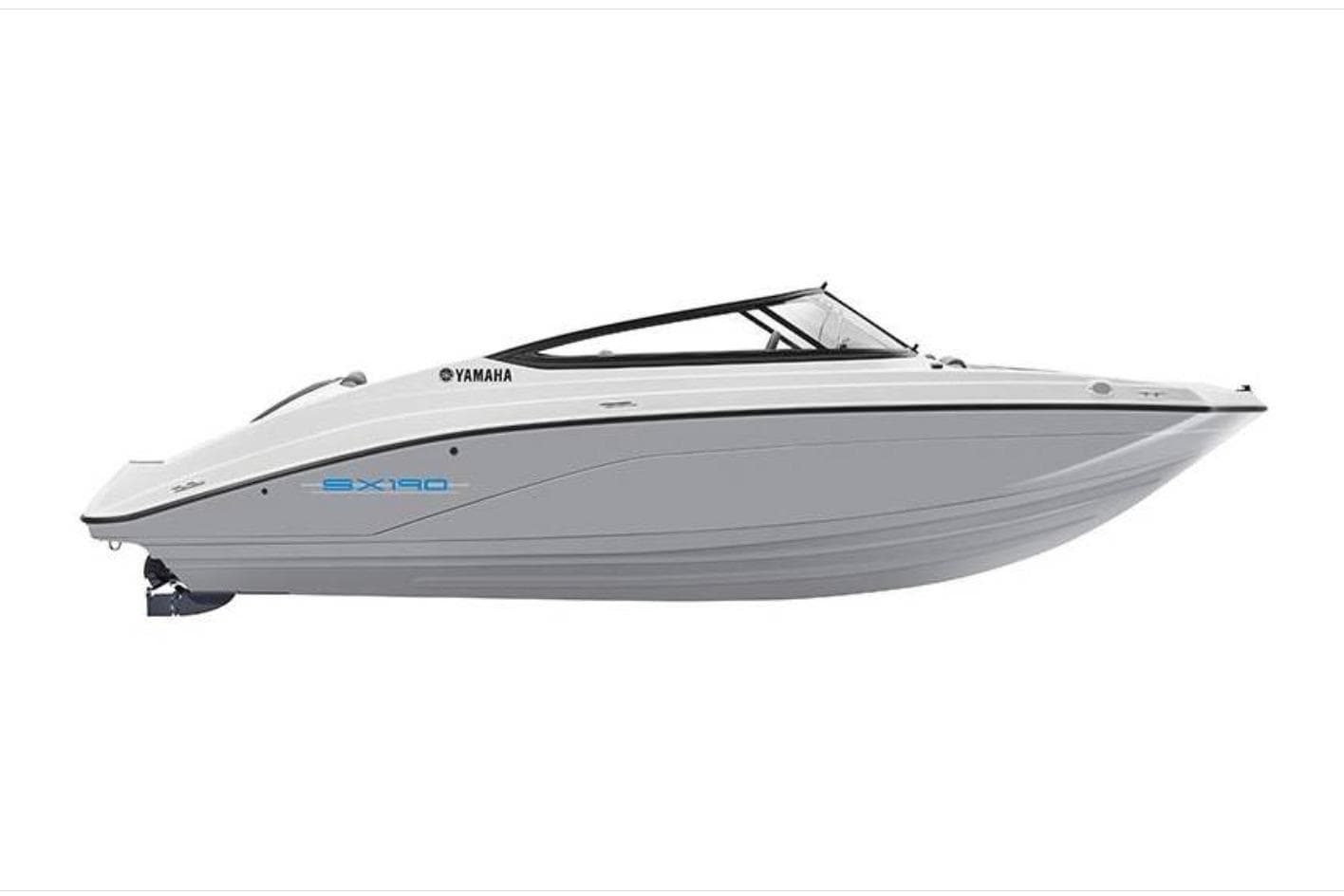 2026 Yamaha Boats SX190, sleek white design, side view.