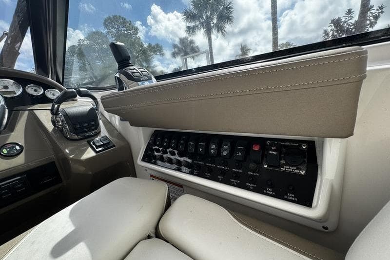 2018 Regal 35 Sport Coupe dashboard with control panel and steering wheel.