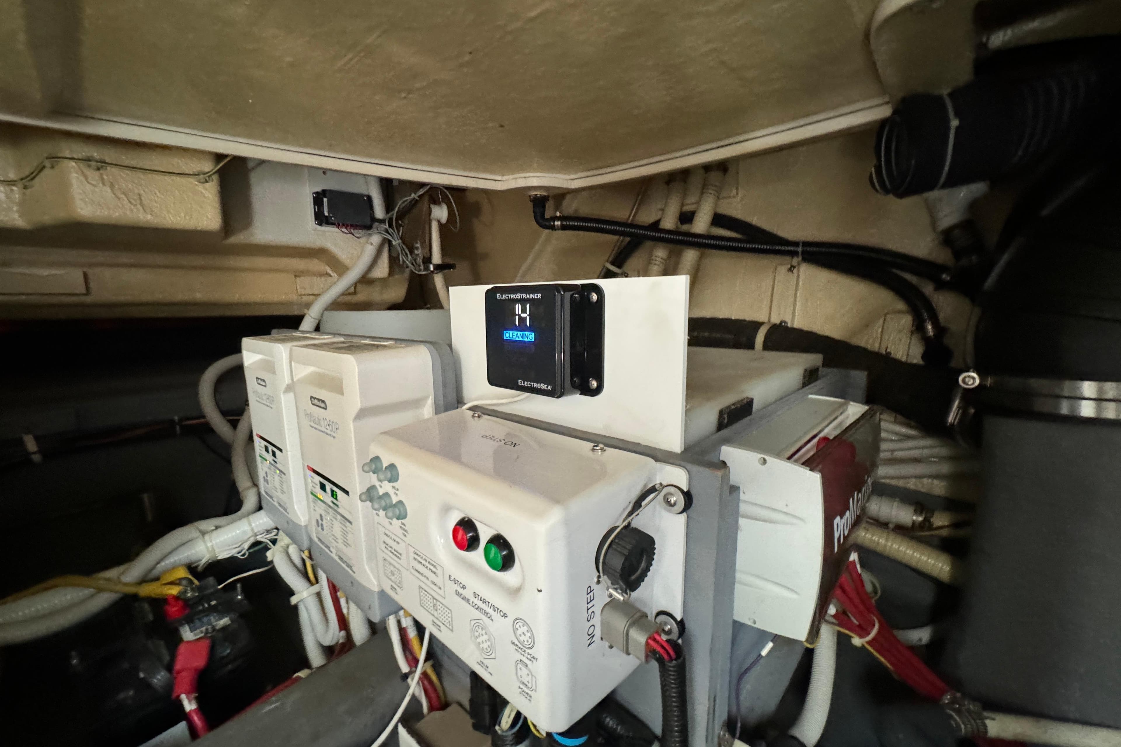 Electrical system inside a 2017 Carver C40 Command Bridge yacht.