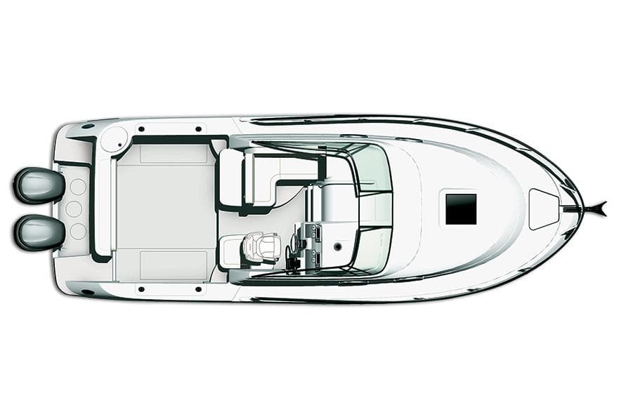 Manufacturer Provided Image: Top view of a 2018 Robalo R305 Walkaround boat layout.