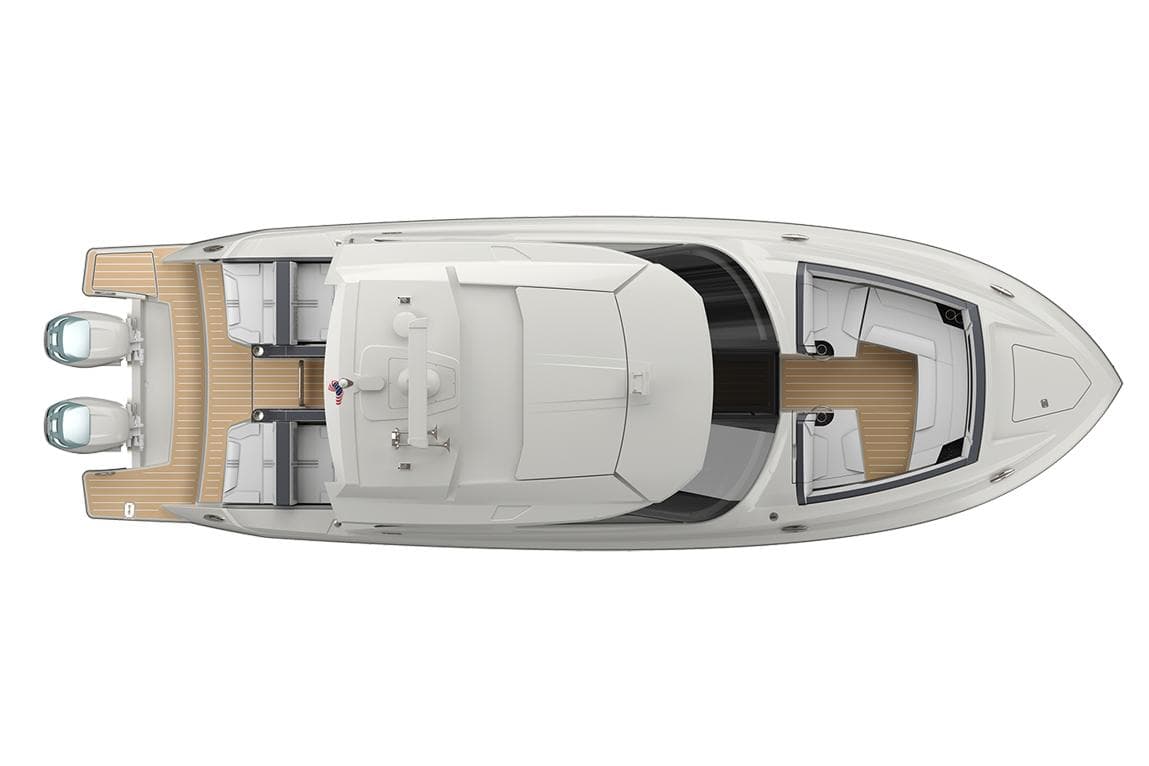 Manufacturer Provided Image: 2025 Tiara Yachts 34 LX, top view, showcasing sleek design and spacious deck layout.