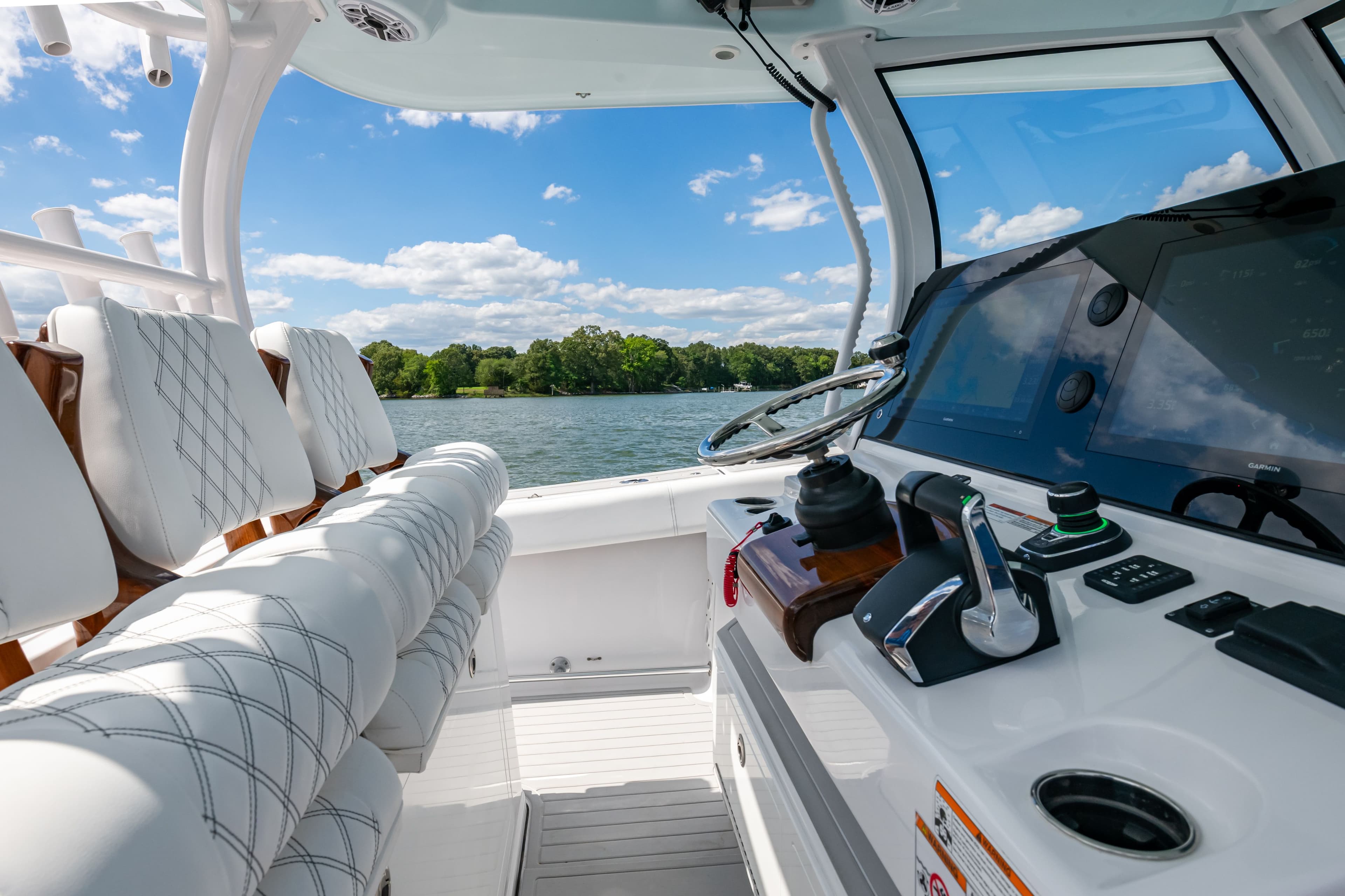 Interior view of 2023 Sportsman Open 352 Center Console boat.