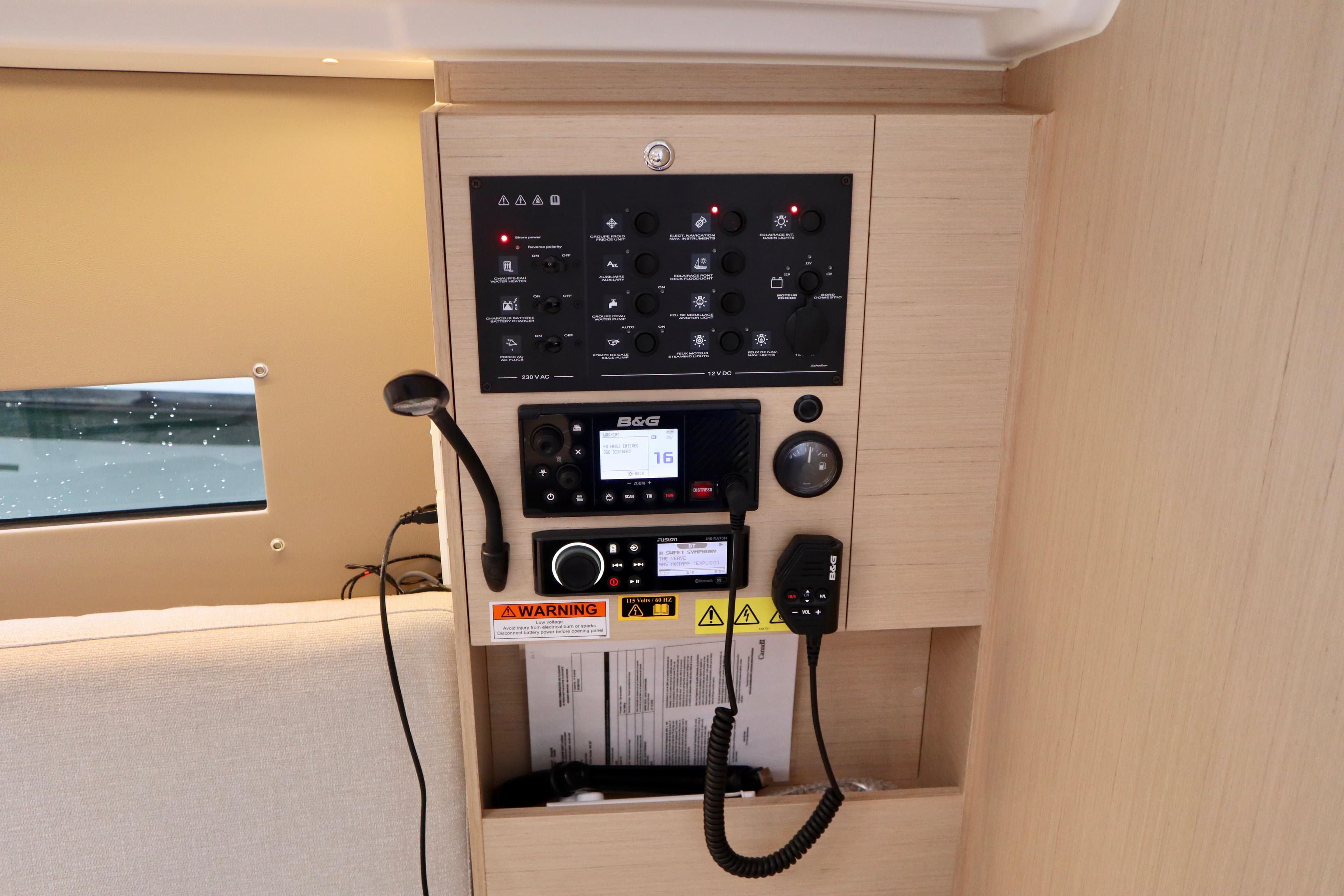 Control panel of 2026 Beneteau Oceanis 30.1 sailboat with navigation and communication equipment.
