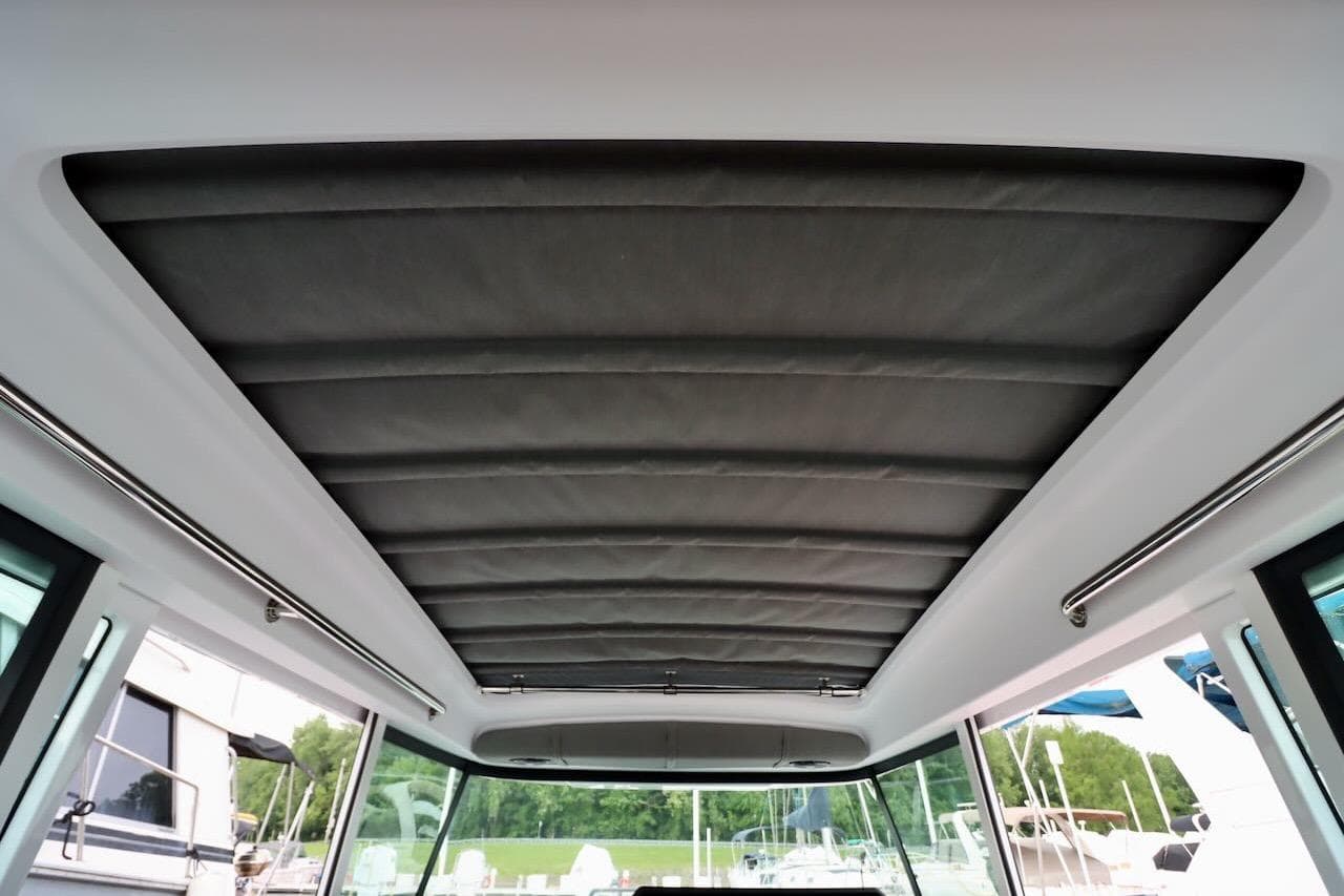 Interior roof of 2022 Axopar 37 XC Cross Cabin, featuring sleek design and modern materials.